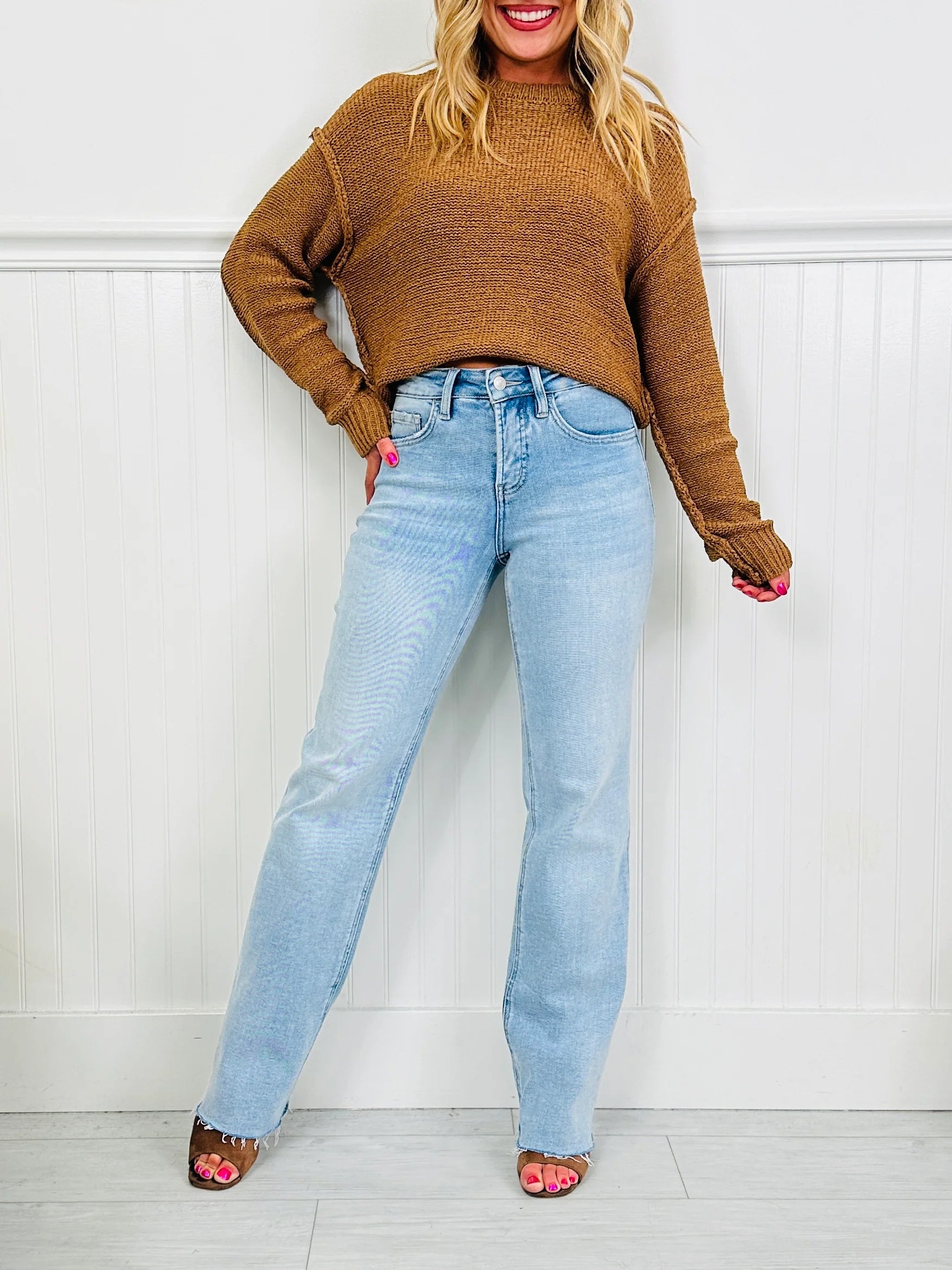 Feeling Brand New Slim Wide Leg Tummy Control Jeans