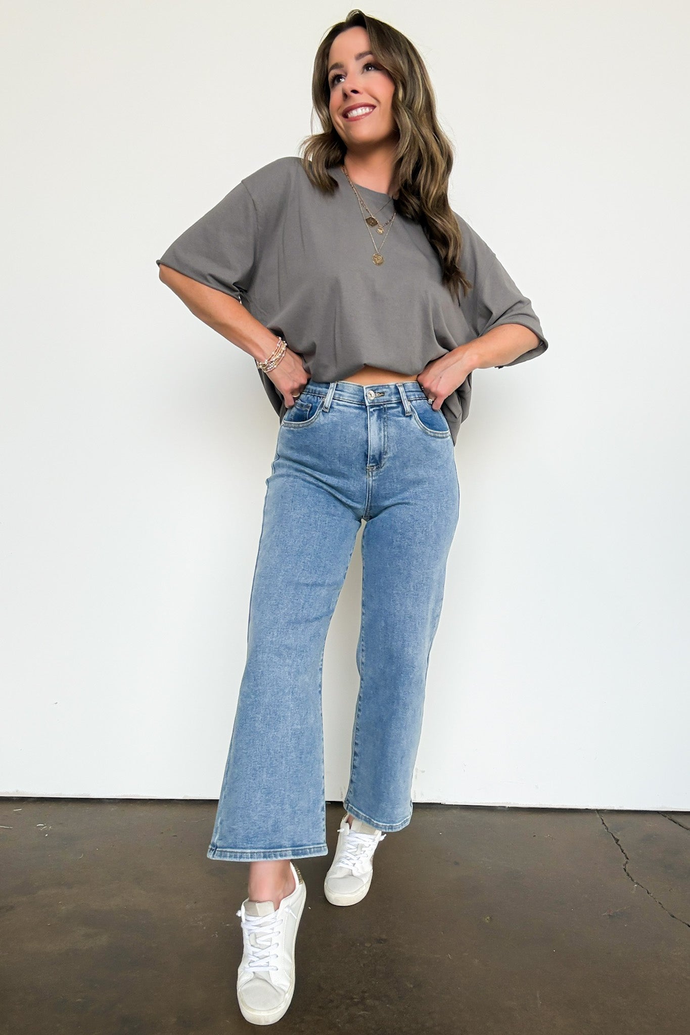 High Rise Bootcut Crop Jeans
