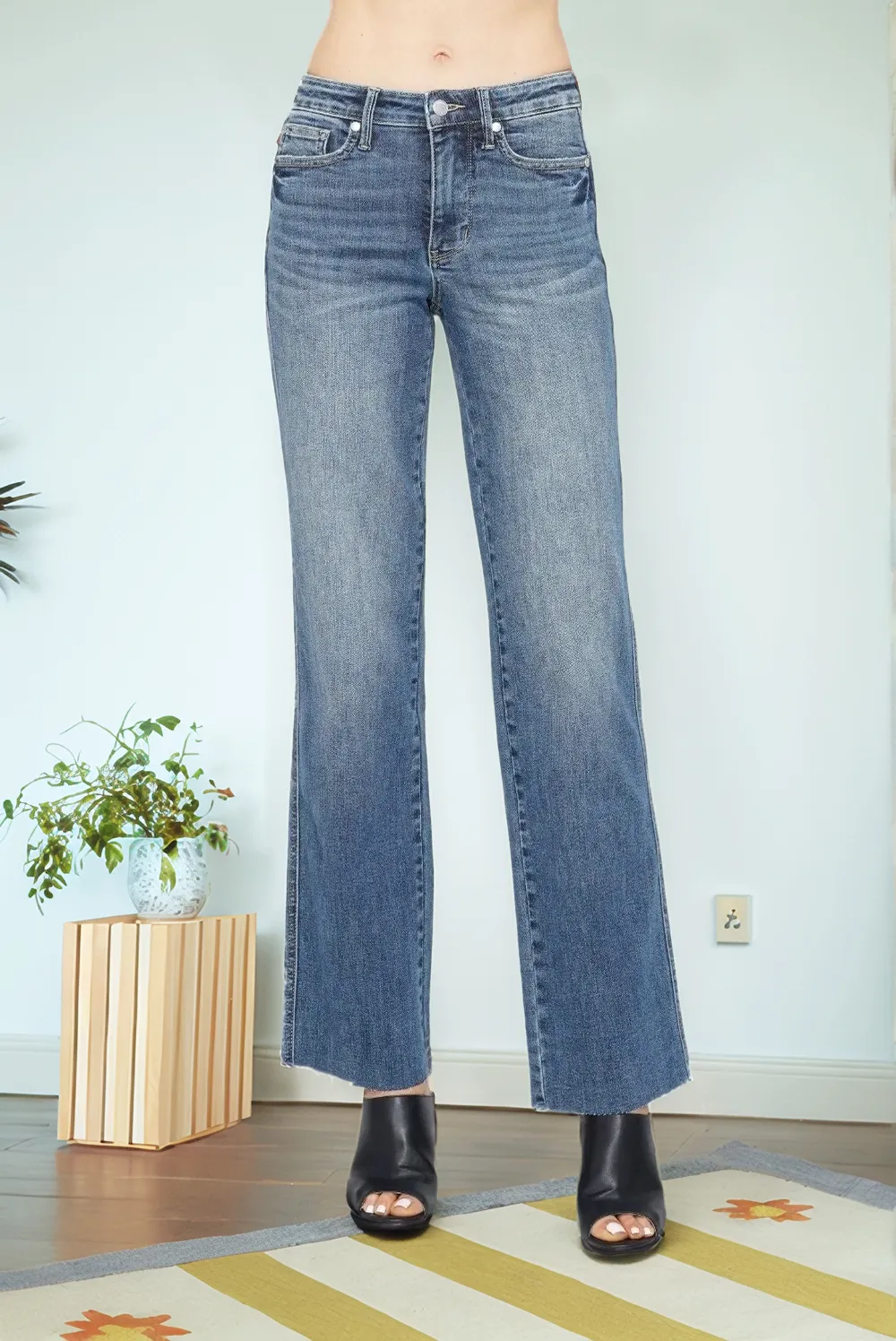 Blue Full Size Tummy Control Straight Jeans