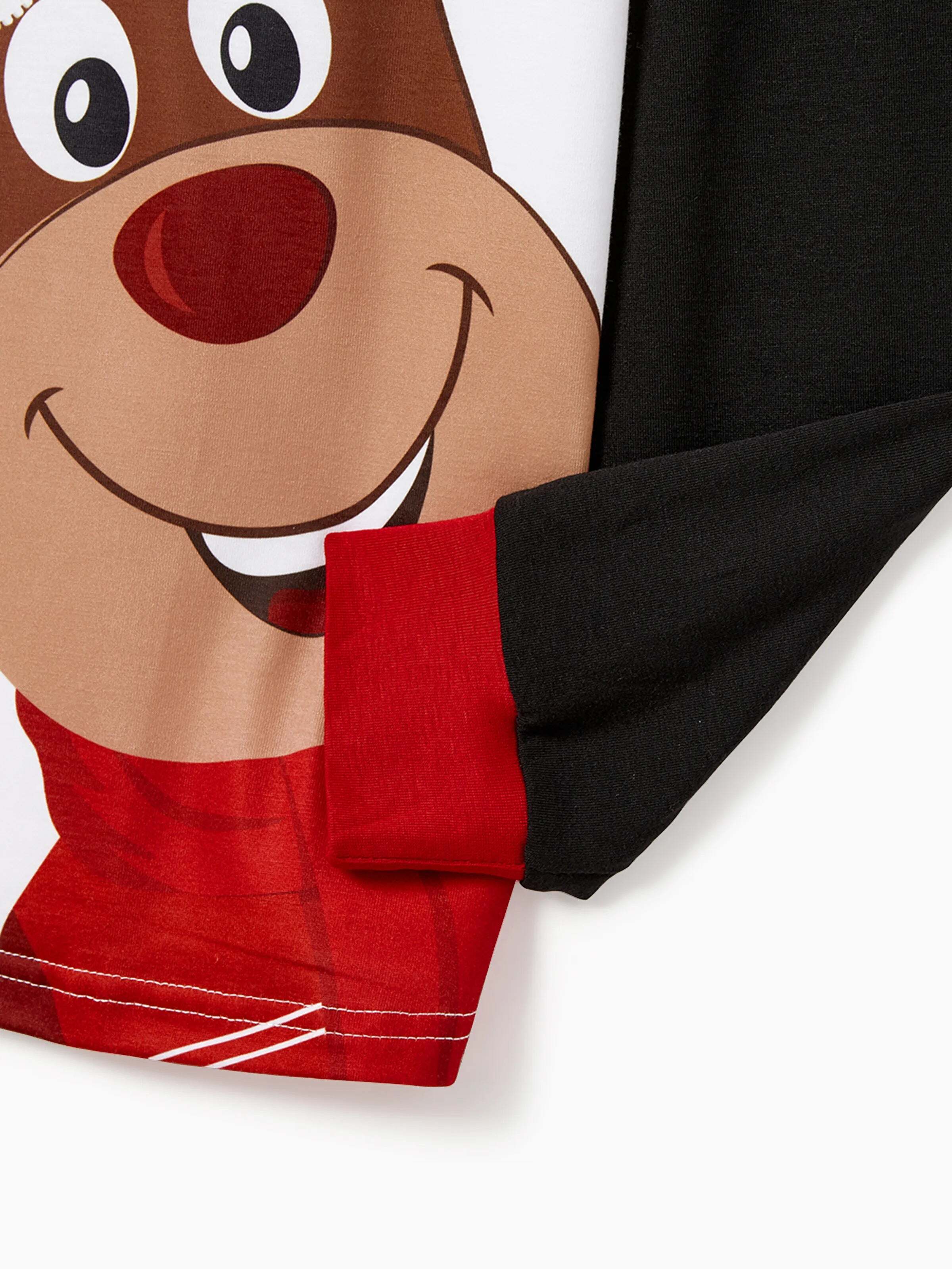 Christmas Reindeer Print Family Matching Pajamas Sets with Christmas Socks Black