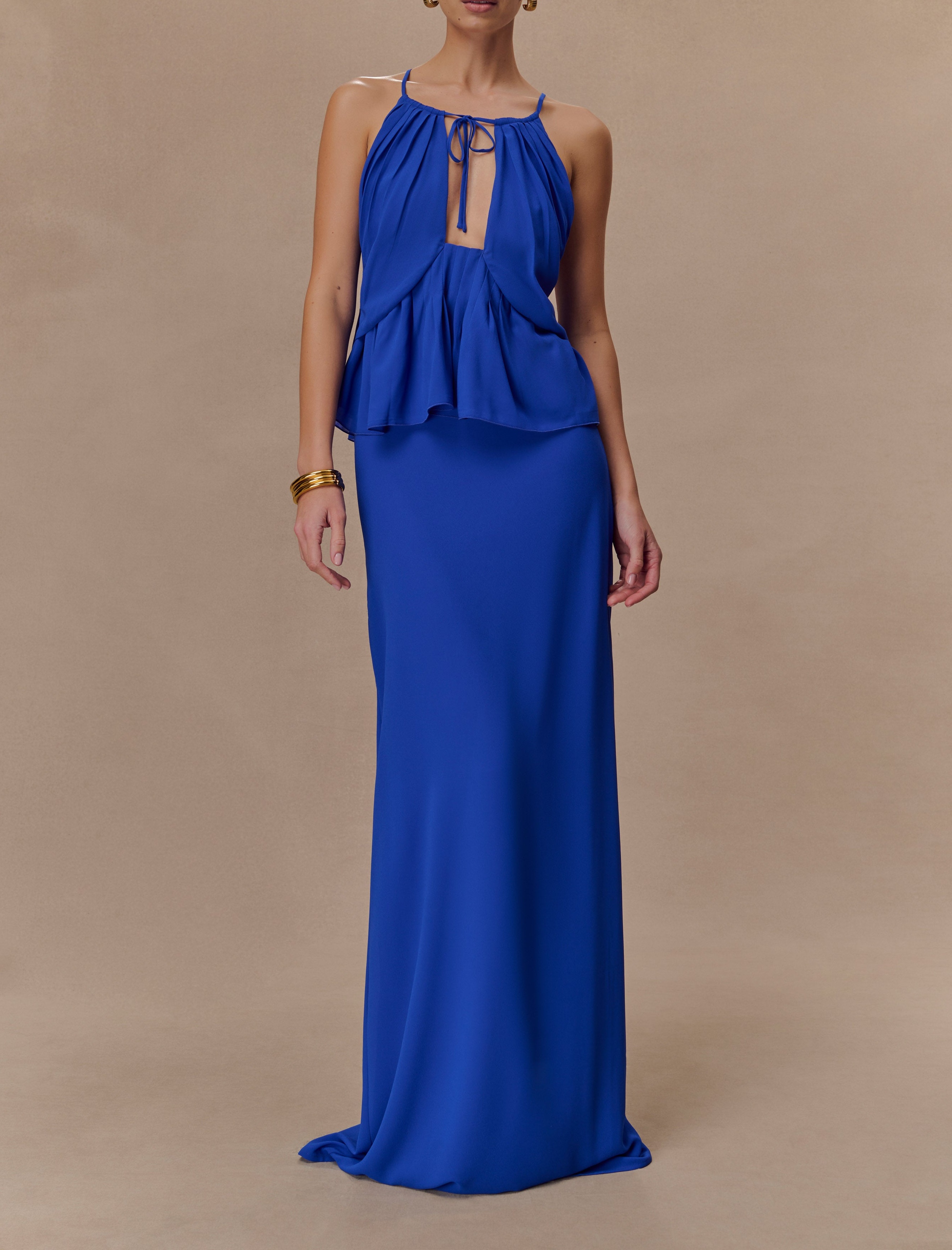 Blue Chiffon Maxi Skirt