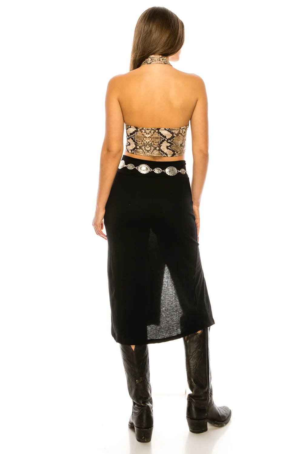 SNAKESKIN TIE FRONT TOP