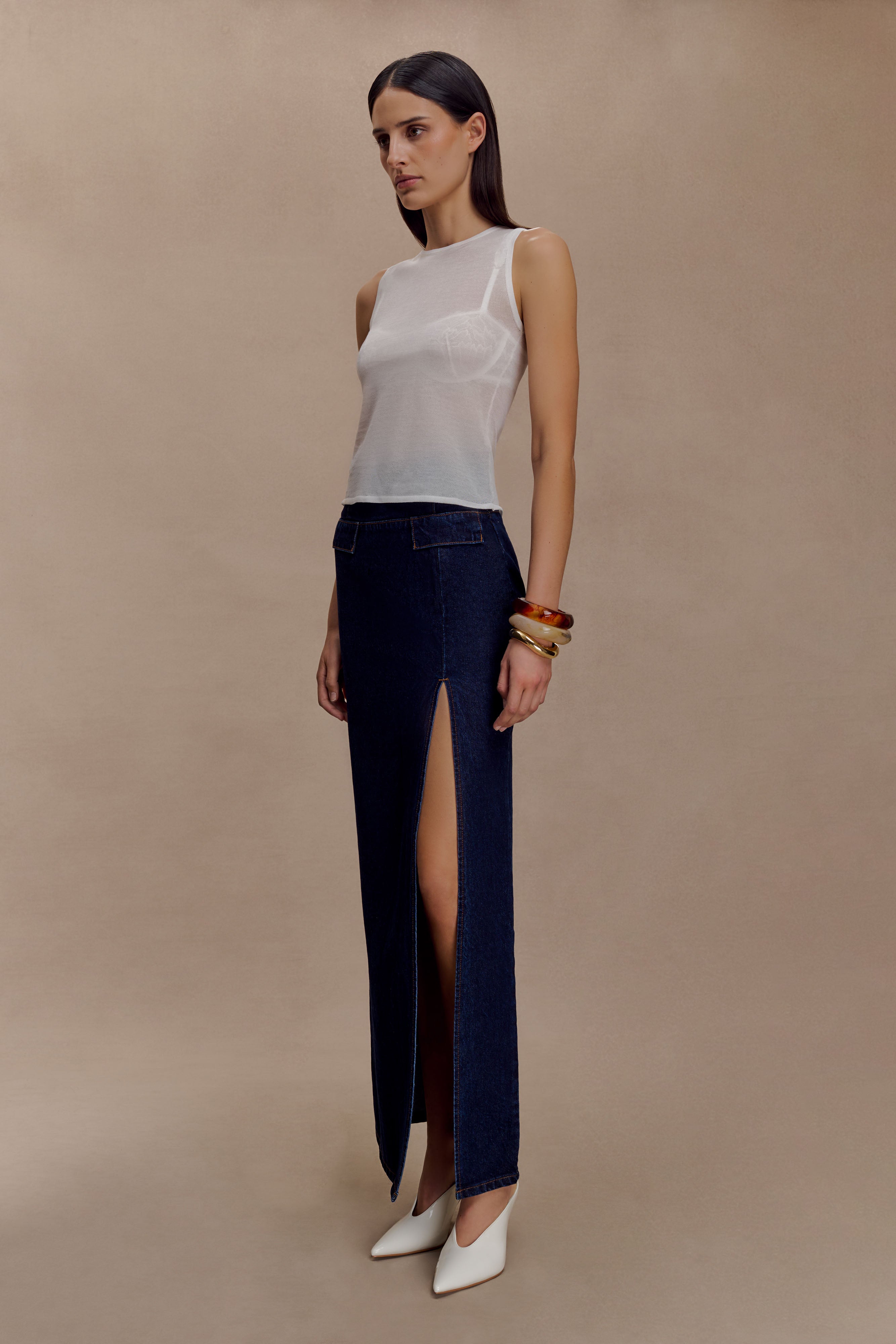 Ivory Sheer Knit Tank Top