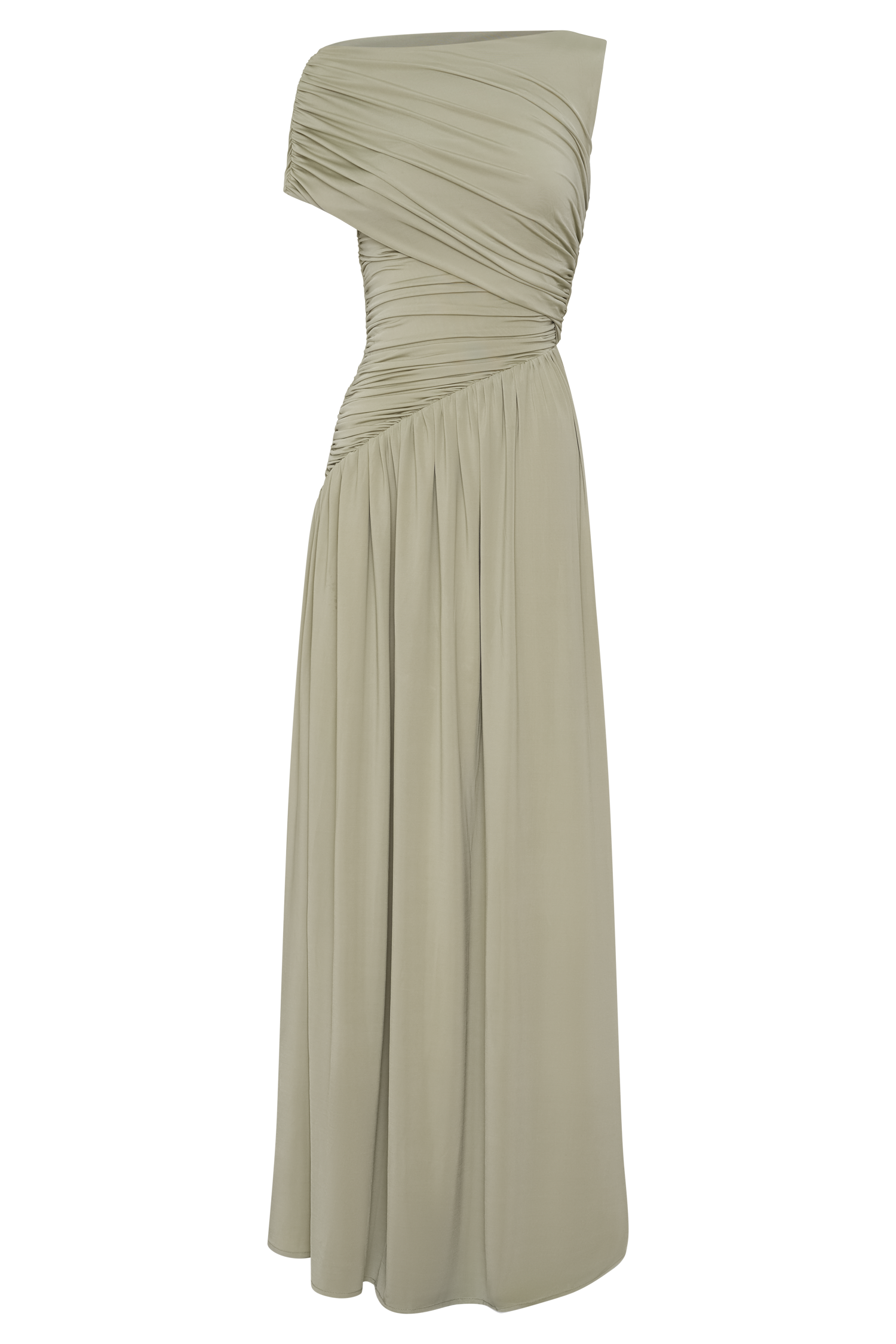 Sage Slinky Asymmetric Maxi Dress