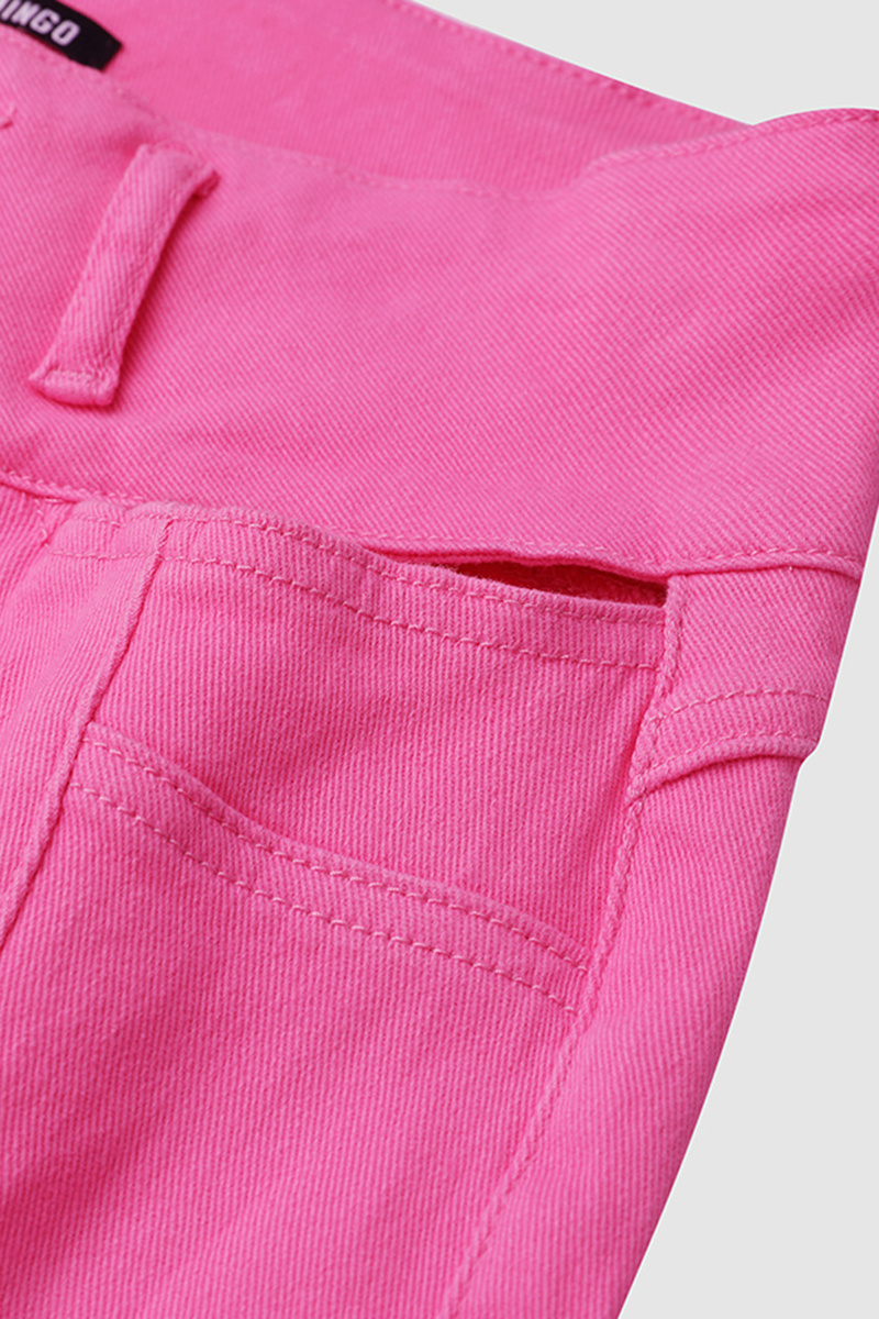 Solid Cut Out Waist Skinny High Waist Capri Jeans2