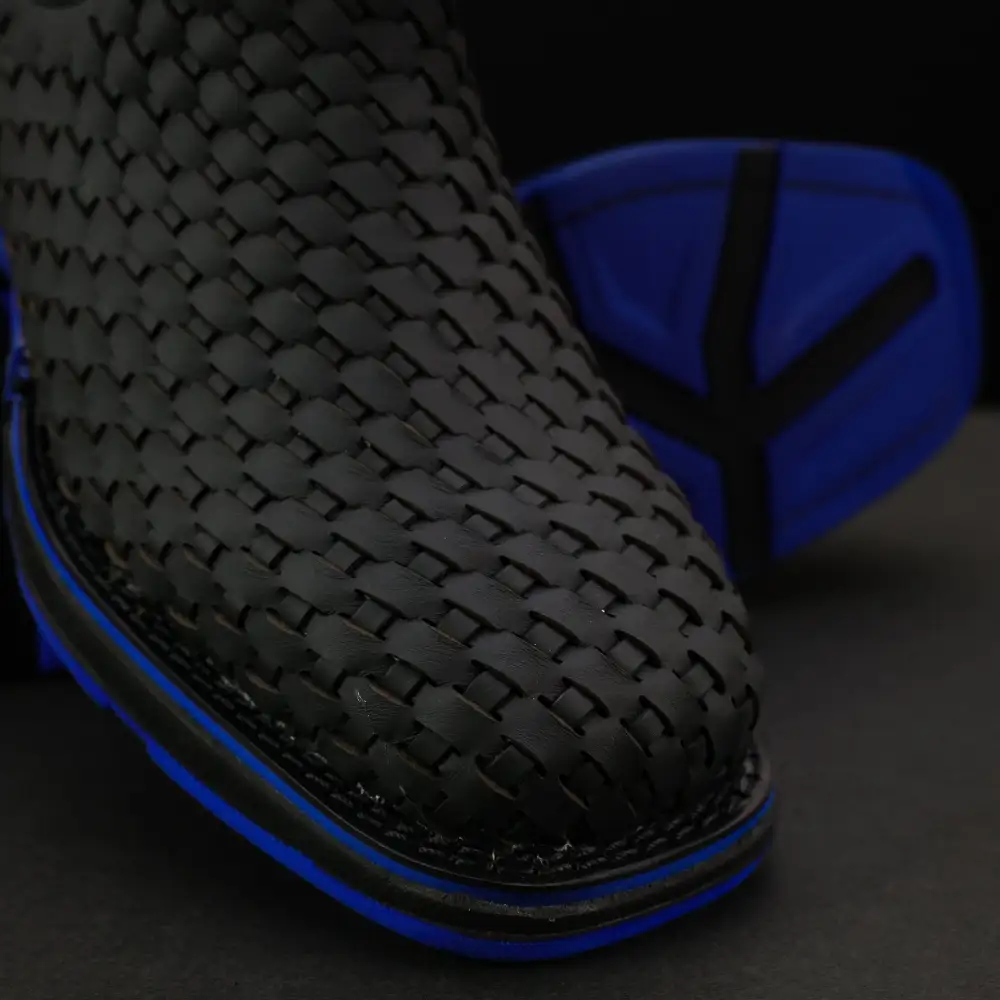 Black Basketweave Leather Botin With Lightweight Soles - Square Toe