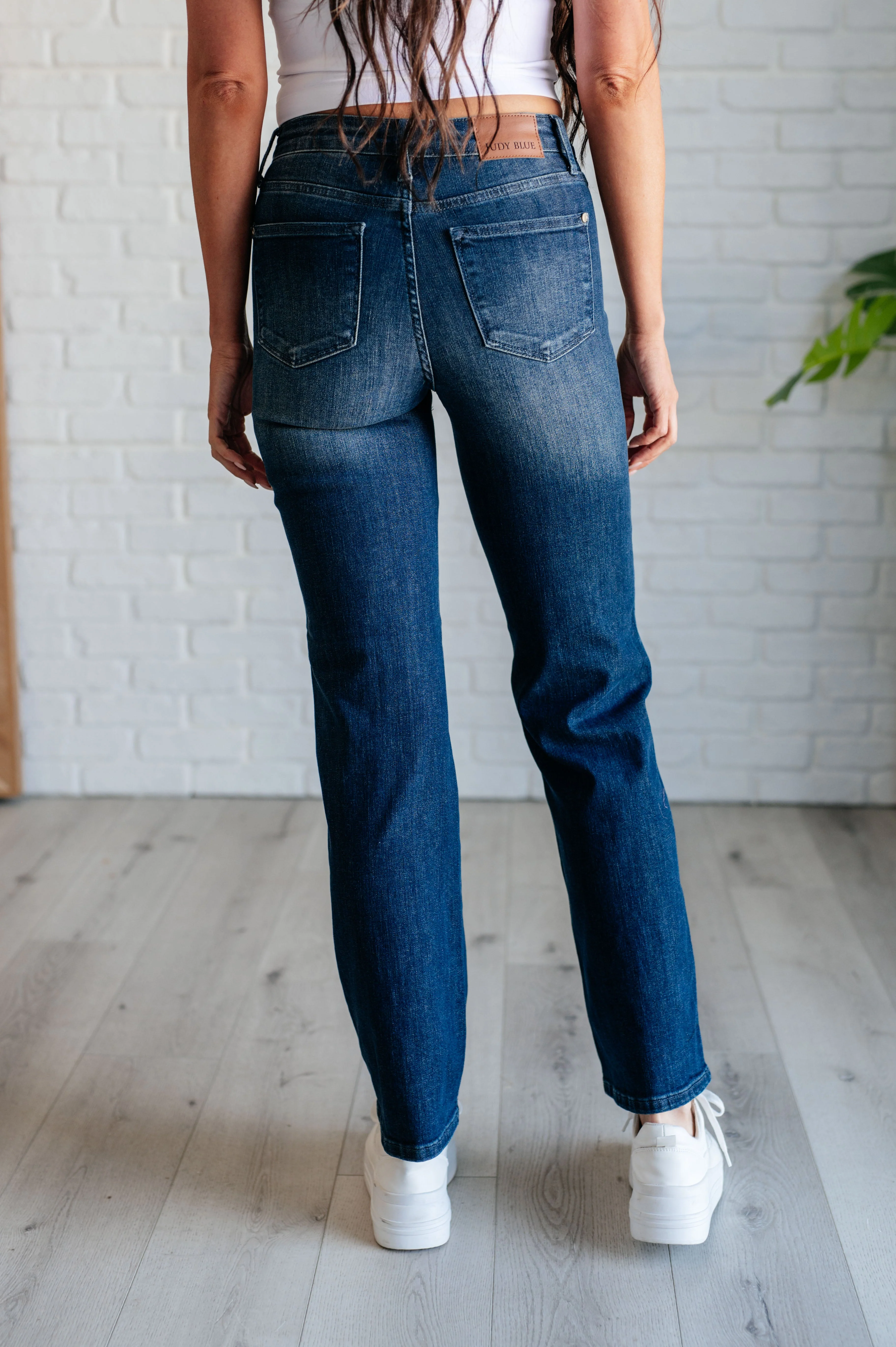 Mid Rise Control Top Classic Straight Jeans