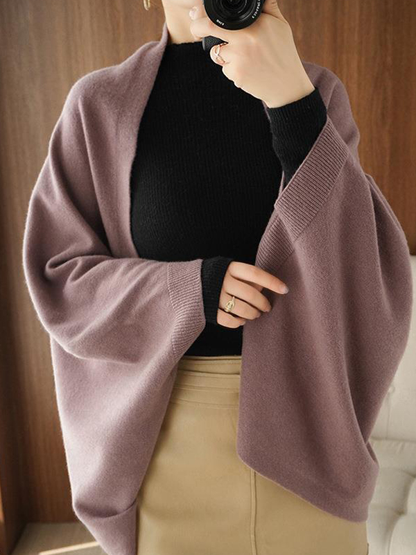 Casual Loose Solid Color Shawl&Cloak