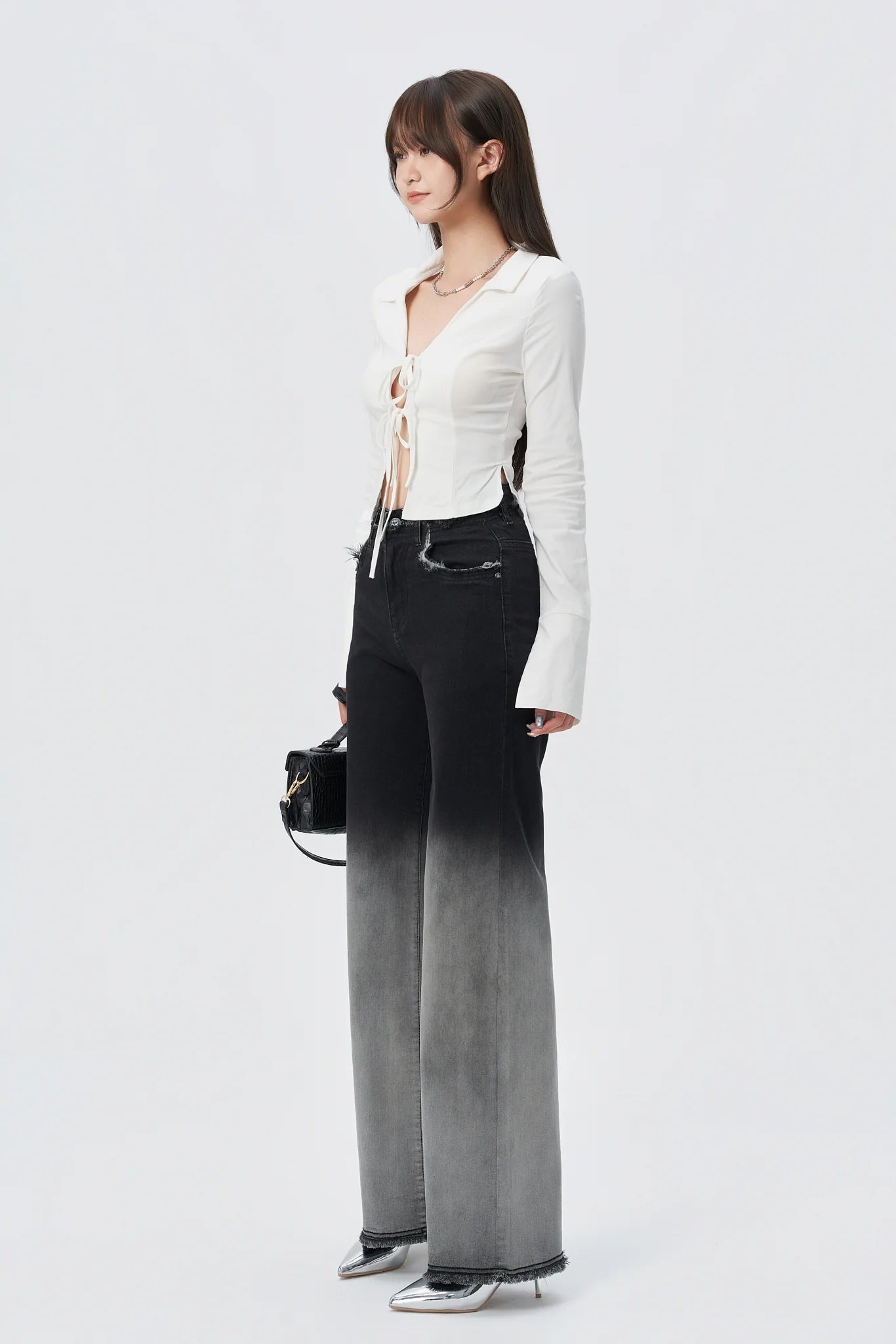 Bare Edge Ombre Wide Leg Jeans