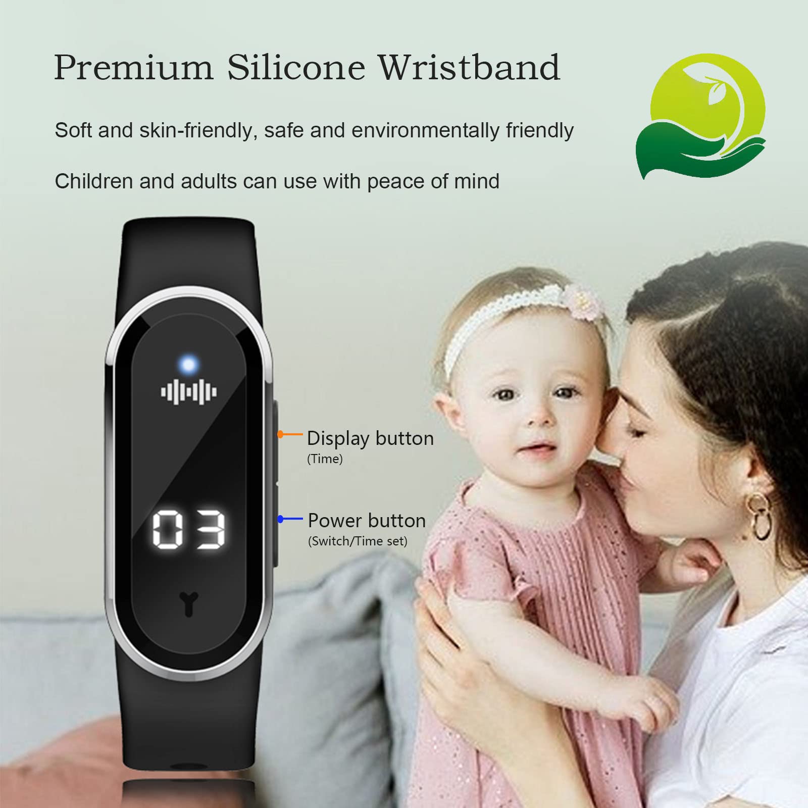 M21 Ultrasonic Anti Mosquitoes Wrist Band, Anti Static Electricity Smart Watch Clock