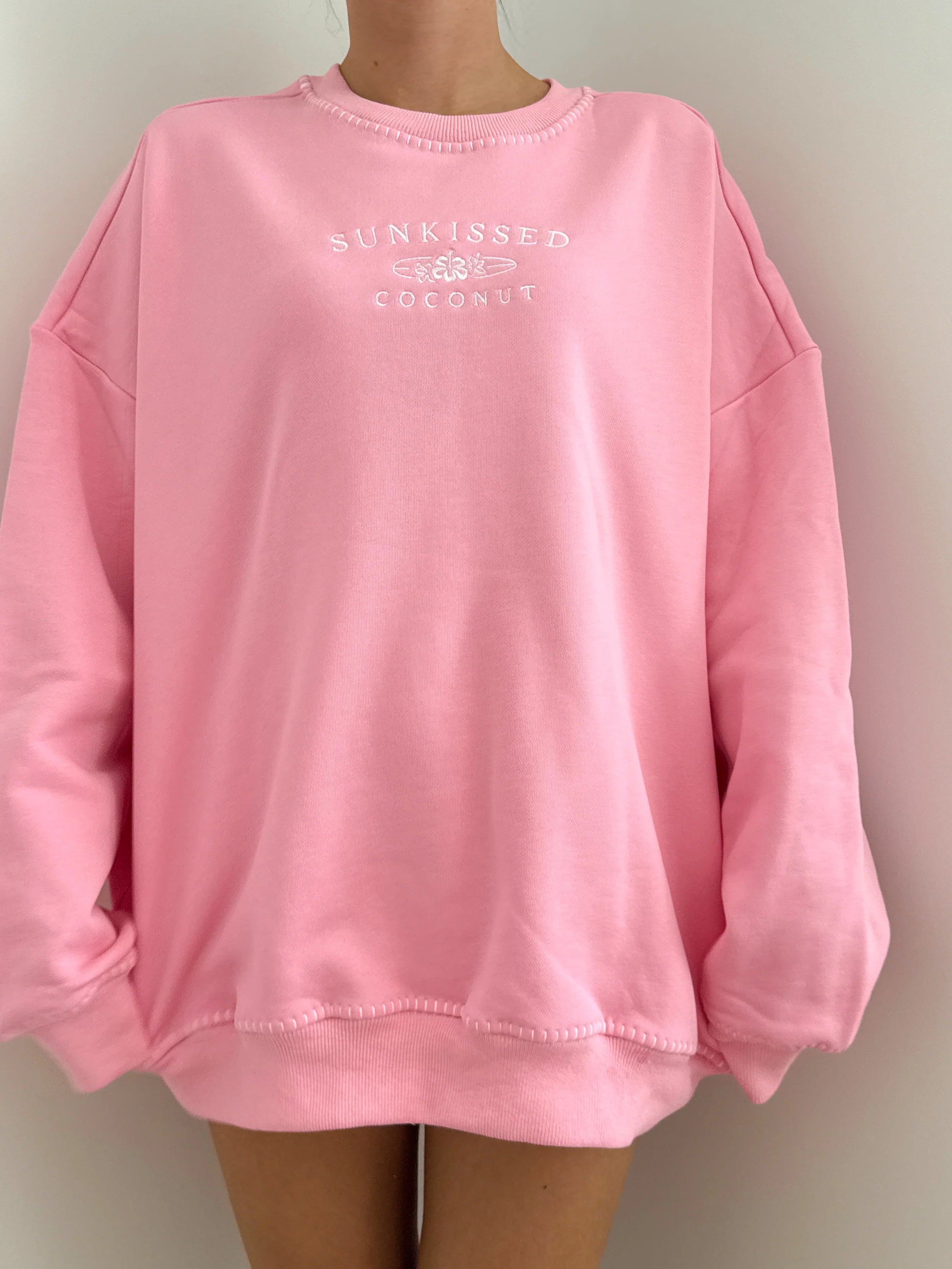 Cotton Candy Stitched Sunkissedcoconut Sweatshirt 100% Cotton