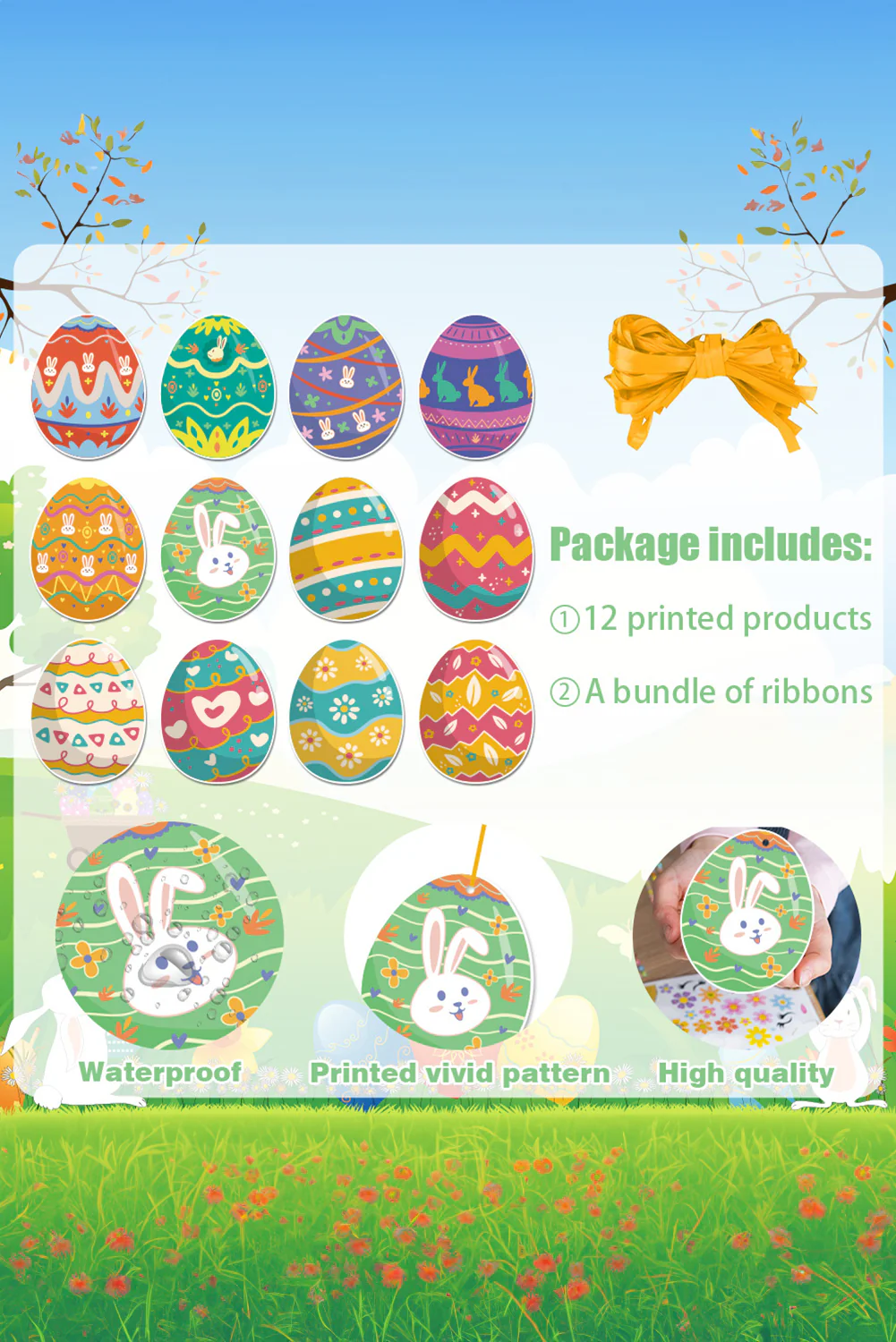 Ginger Easter Eggs Paper Decorative Pendant Set