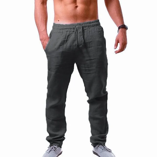 Men's Slim Fit Micro-Elastic Linen Trousers