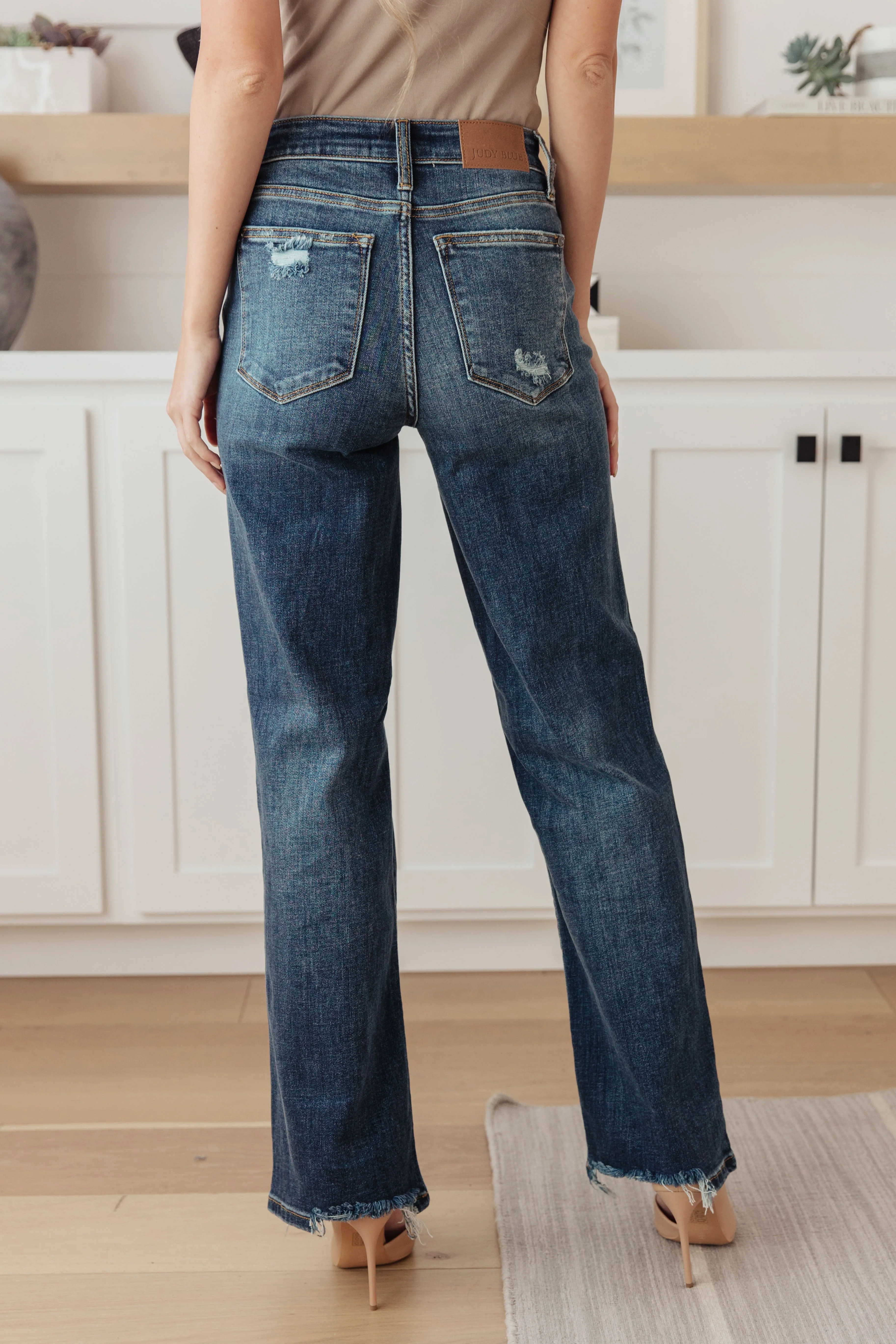 Blue Rose High Rise 90's Straight Jeans in Dark Wash