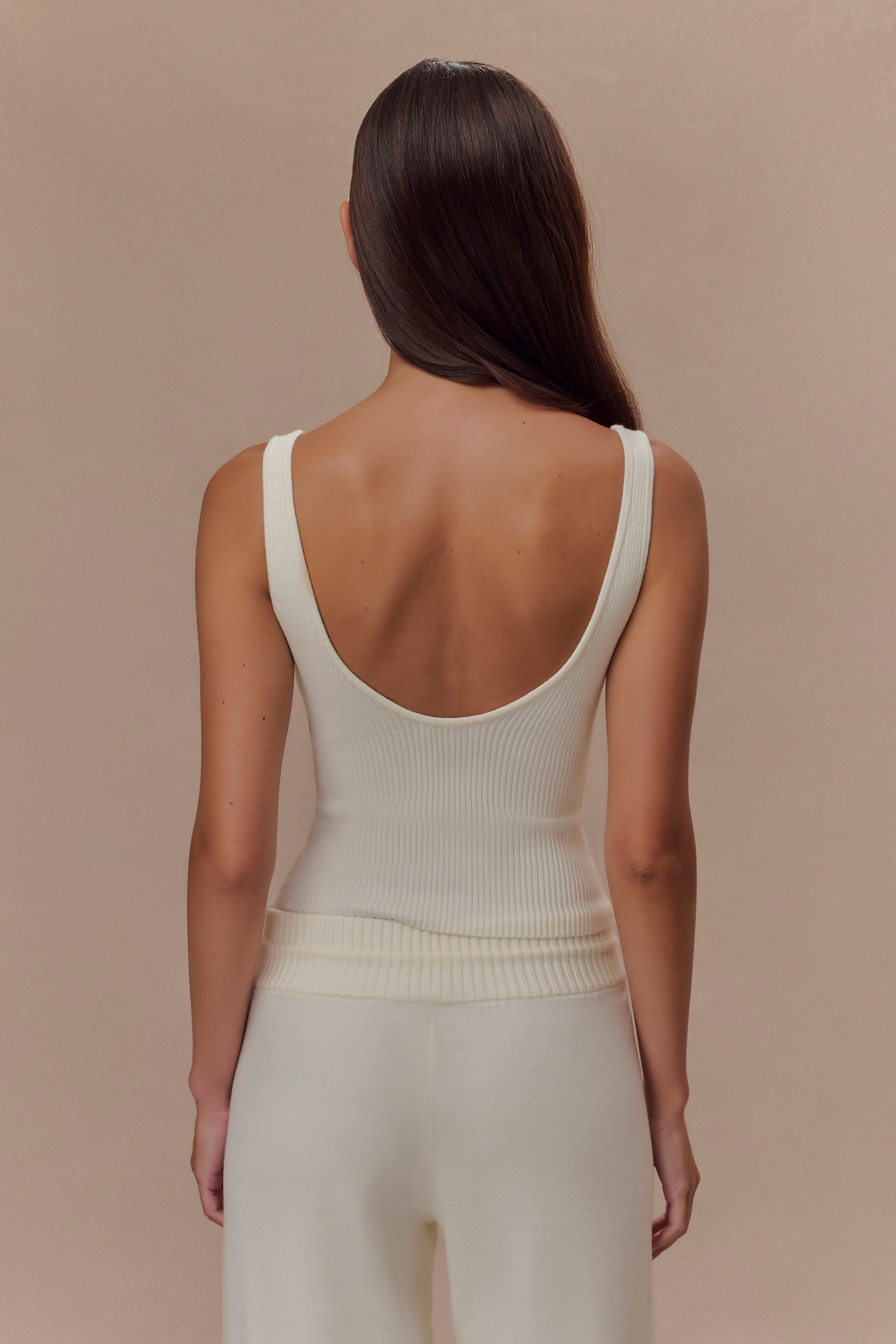 Ivory Ribbed Knit Cami Top