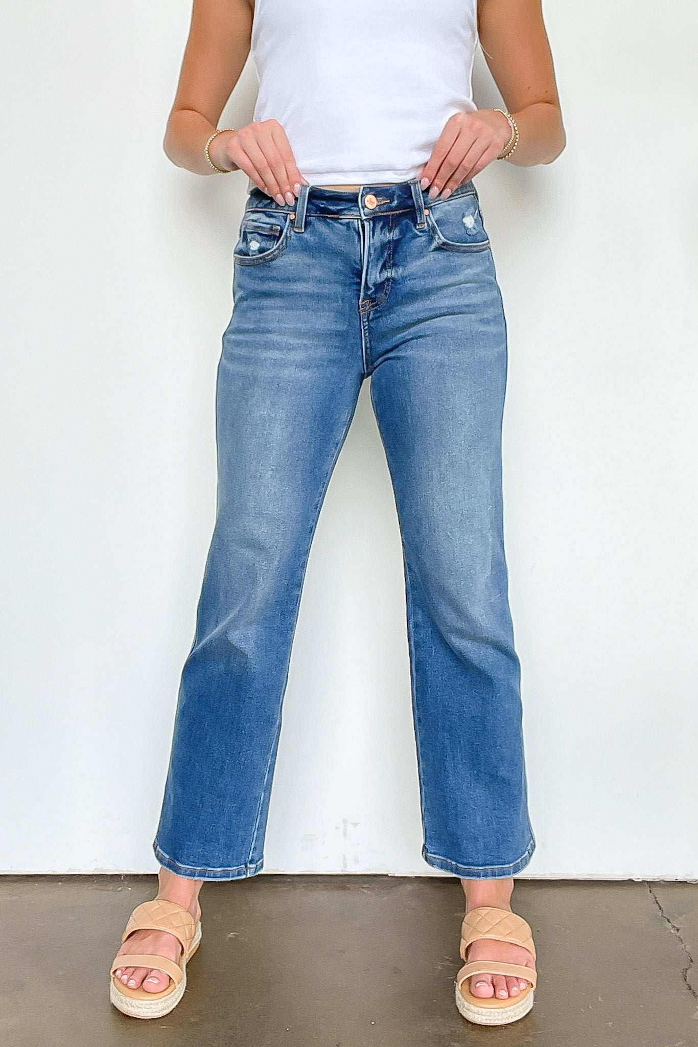 High Rise Ankle Straight Jeans