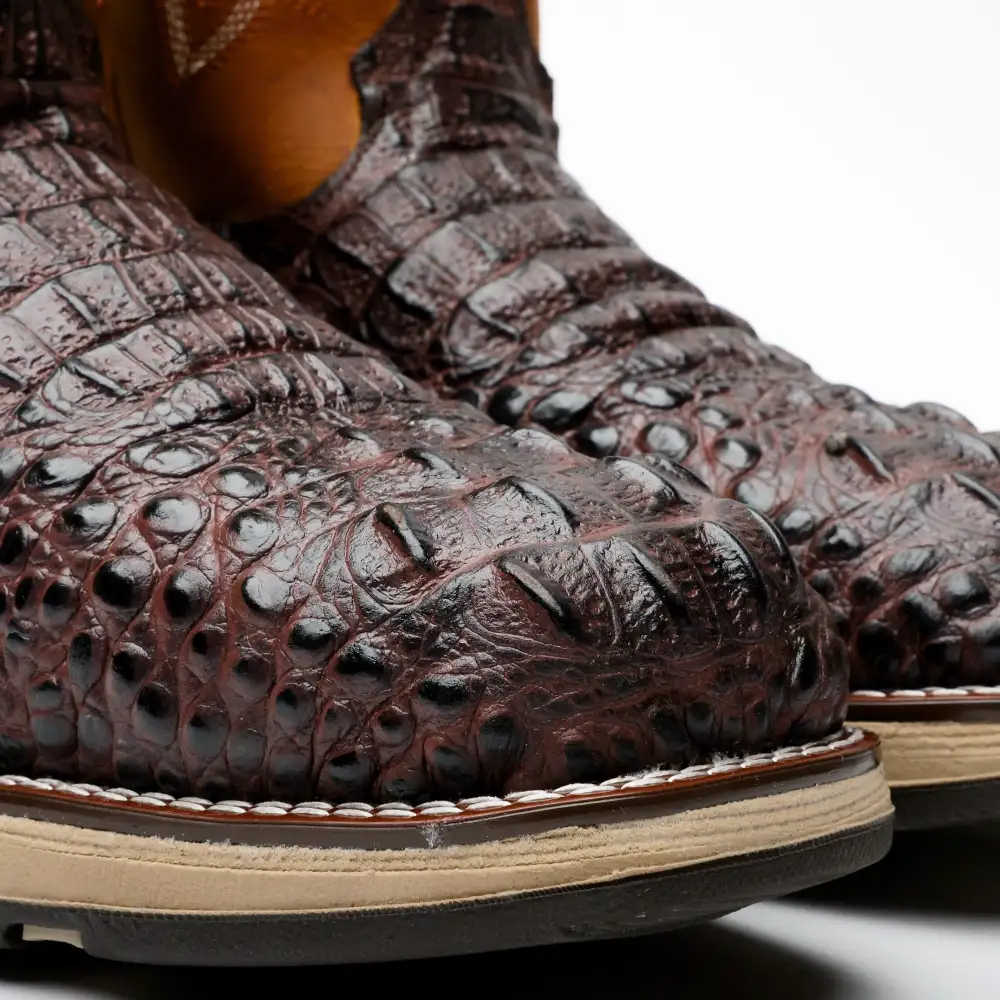 Brown Caiman Neck Leather Boots With 3D Lightweight Sole - Composite Toe