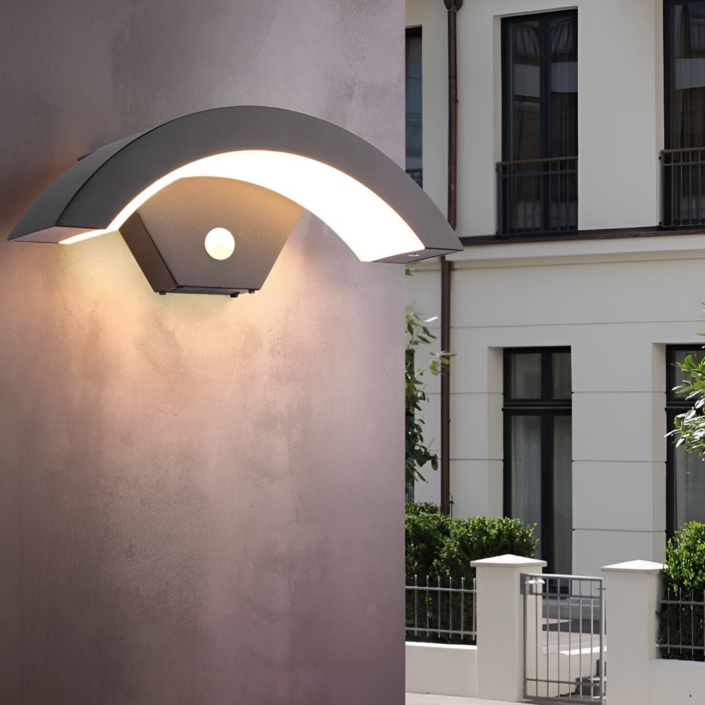 Creative Moon Curved Wall Sconce Motion Sensor Waterproof LED Wall Lamp Outdoor Indoor