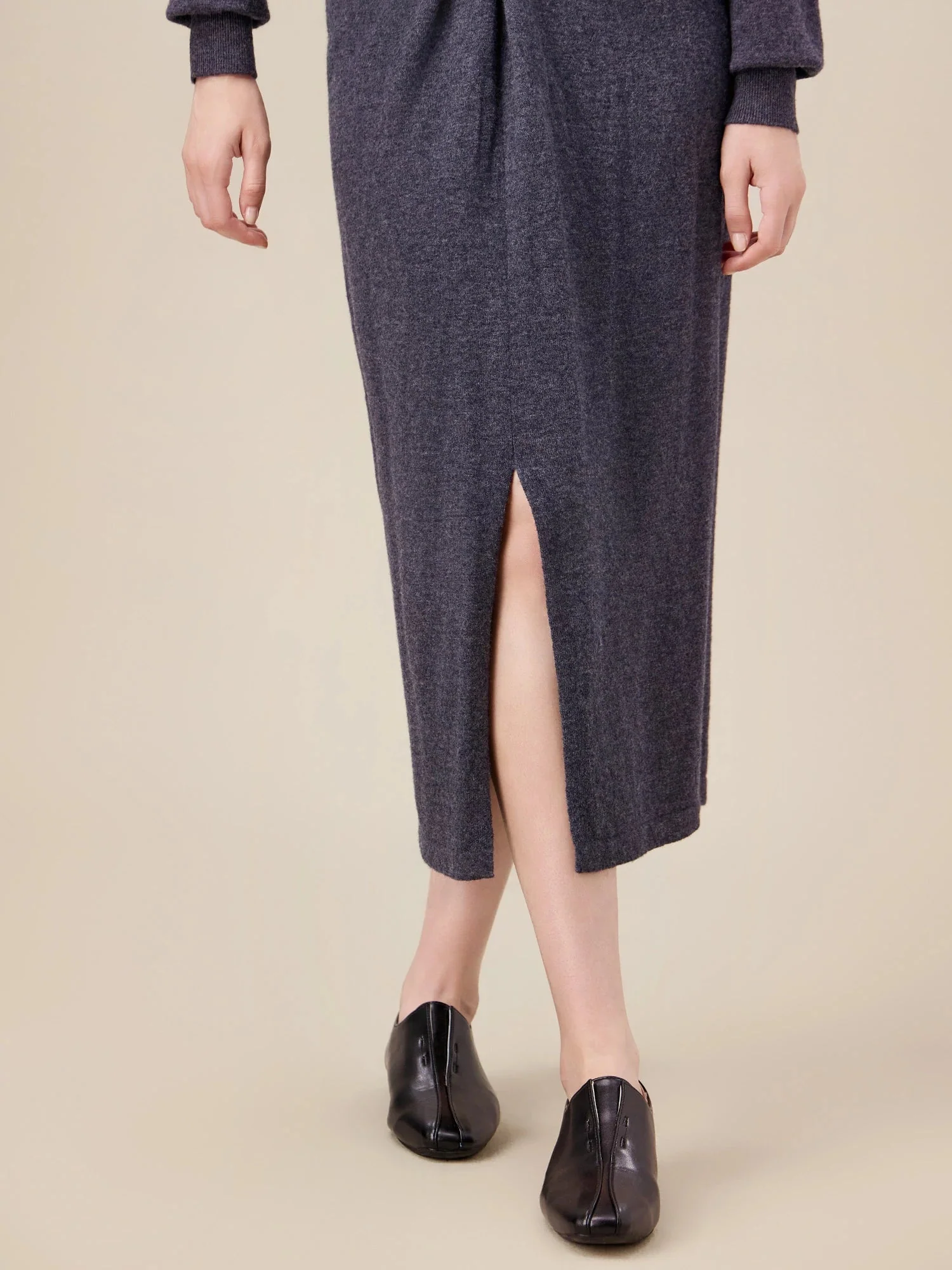 100% Wool Round Neck Knitted Dress