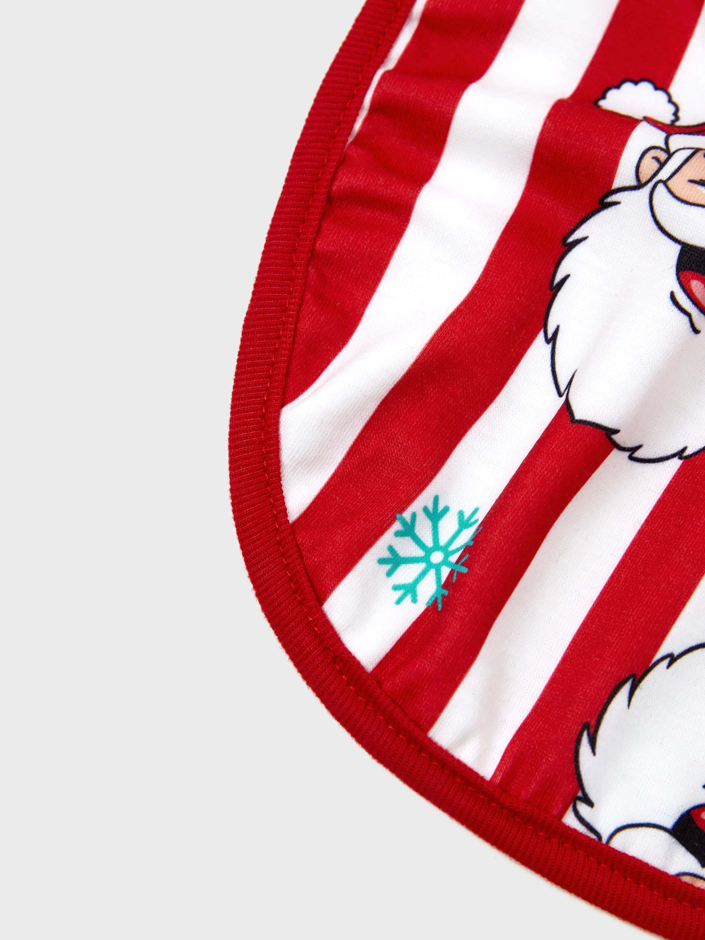 Christmas Matching Family Pajamas Set Santa Claus and Snowflakes Red Stripes PJS Red