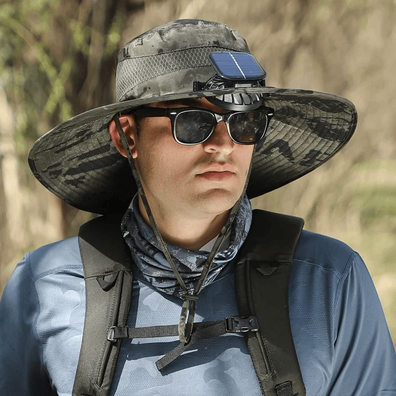 Solar-Powered Fan Outdoor Wide Brim Cooling Hat