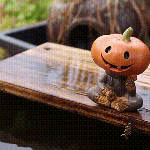 Pumpkin Fisherman Figurine A Quirky Touch of Halloween Fun