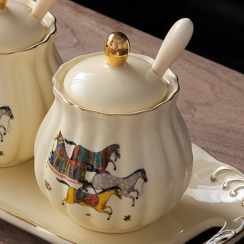 3PC Ceramic Jar-Tray Set