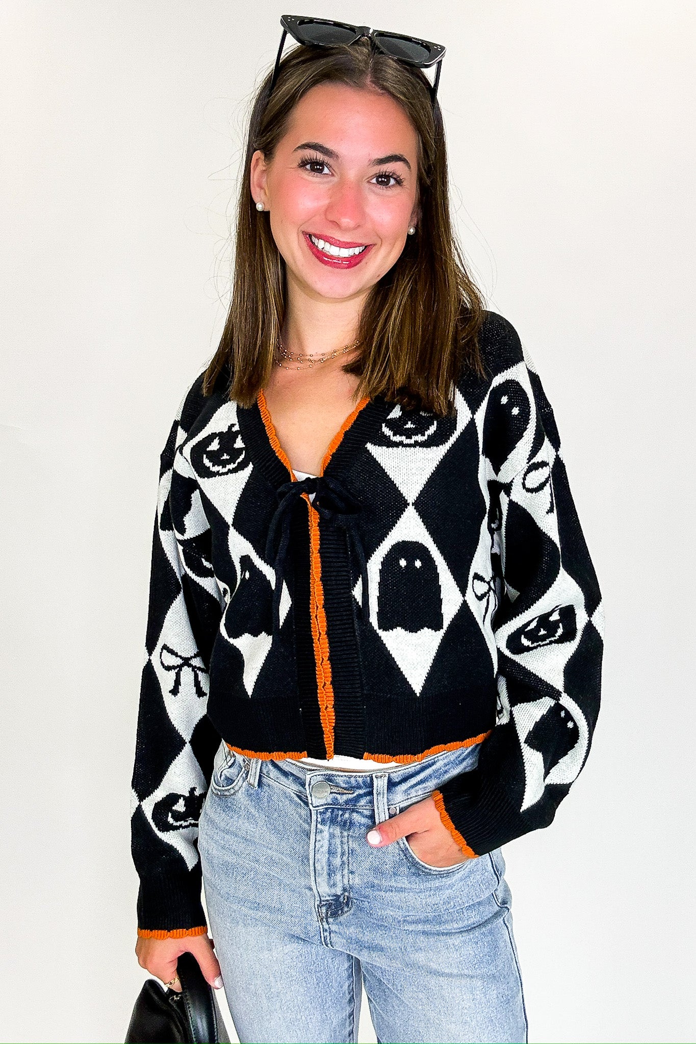 Ghoul Grid Argyle Knit Cardigan - FINAL SALE