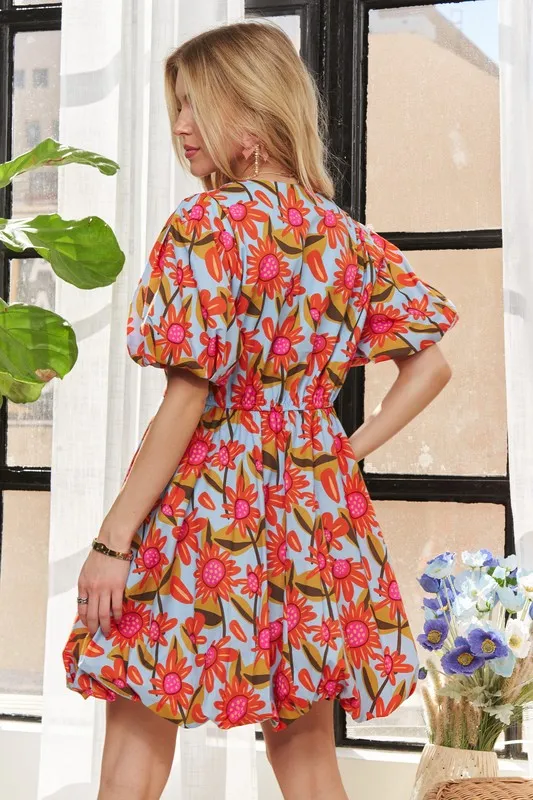 Puff Sleeve Floral Dress