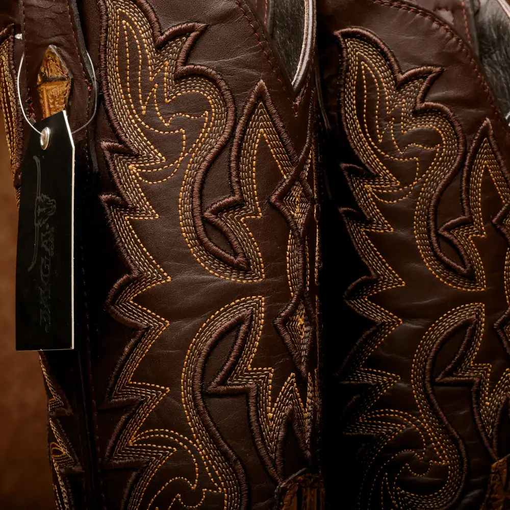 Honey Caiman Neck Leather Boots - Square Toe