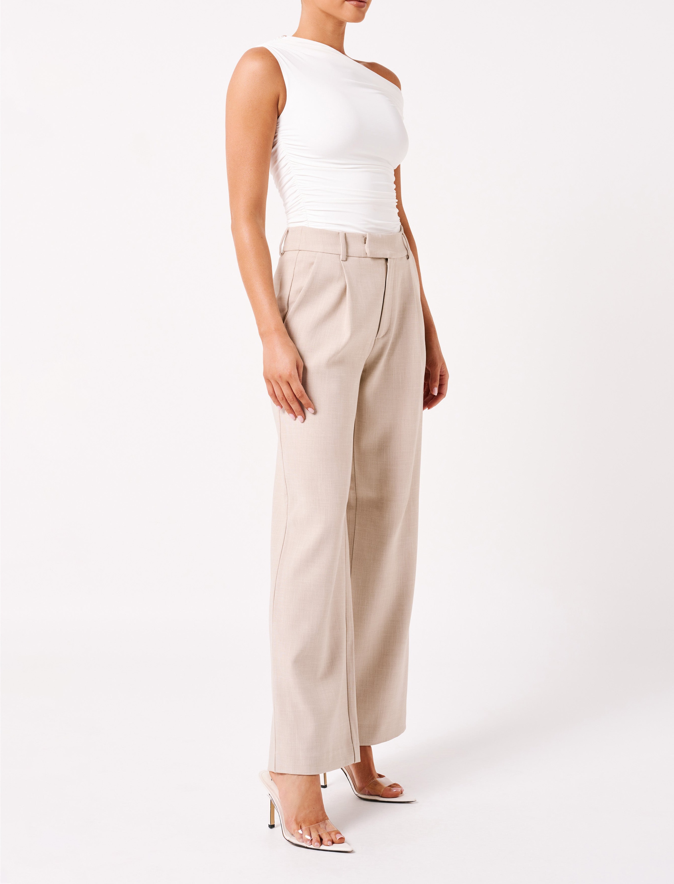 White Recycled Nylon Ruched Top