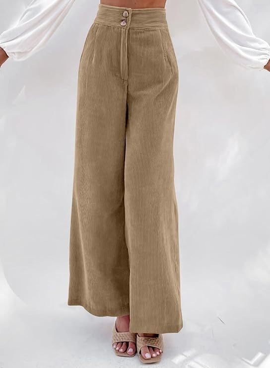 Women's  Elastic Waist H-Line Wide Leg Pants Daily Going Out Pants Apricot Casual Split Joint Plain Spring/Fall Pants