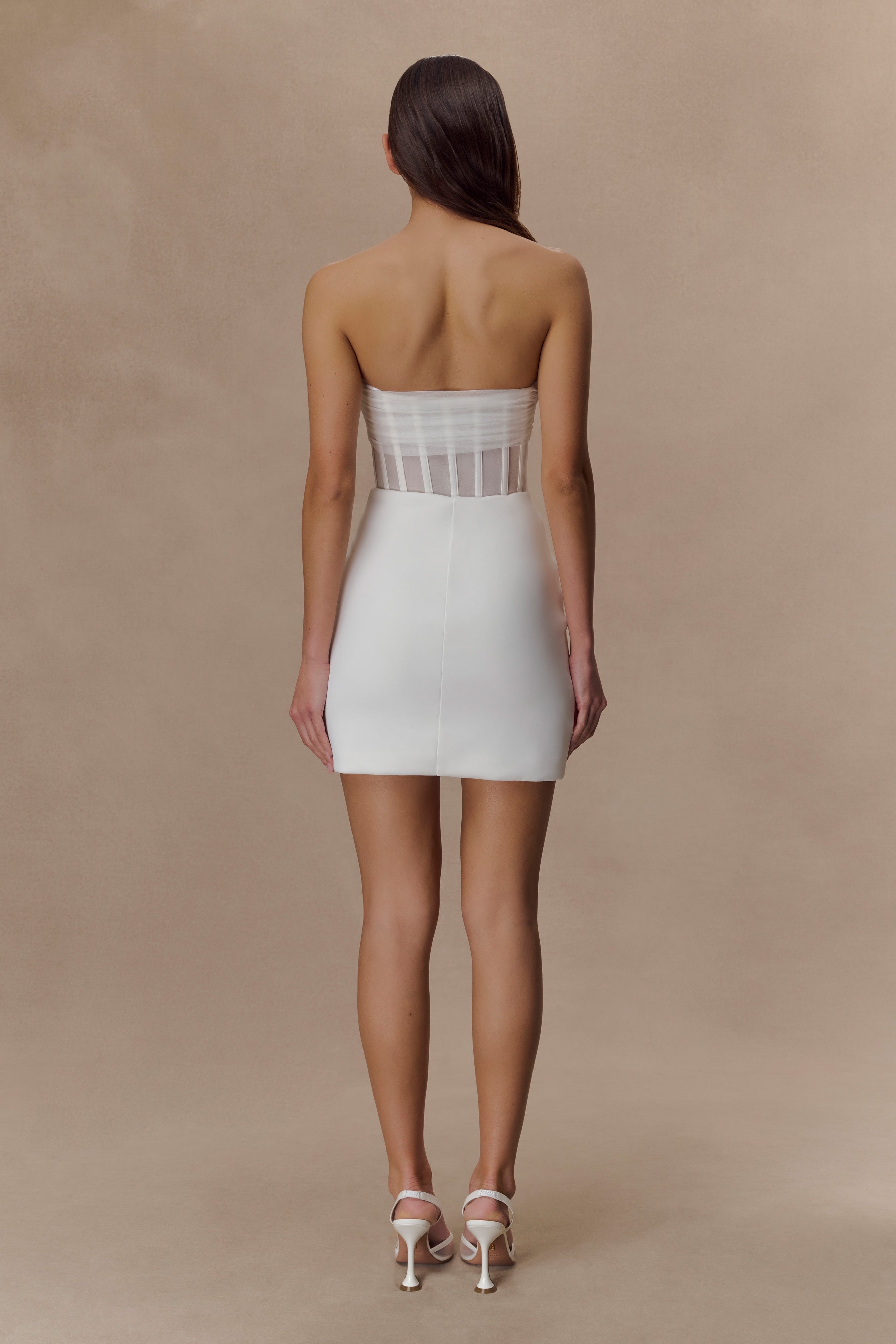 Ivory Mesh Corset Mini Dress