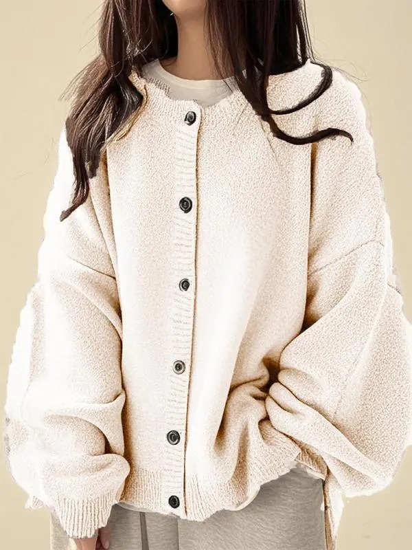 Women's Plain Button Front Knit Cardigan