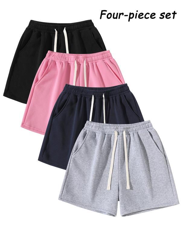 Men's Solid Color Drawstring Waist Shorts