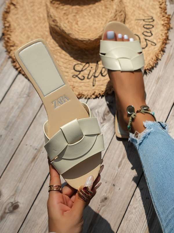 Hollow Open Toe Split-Joint Slippers