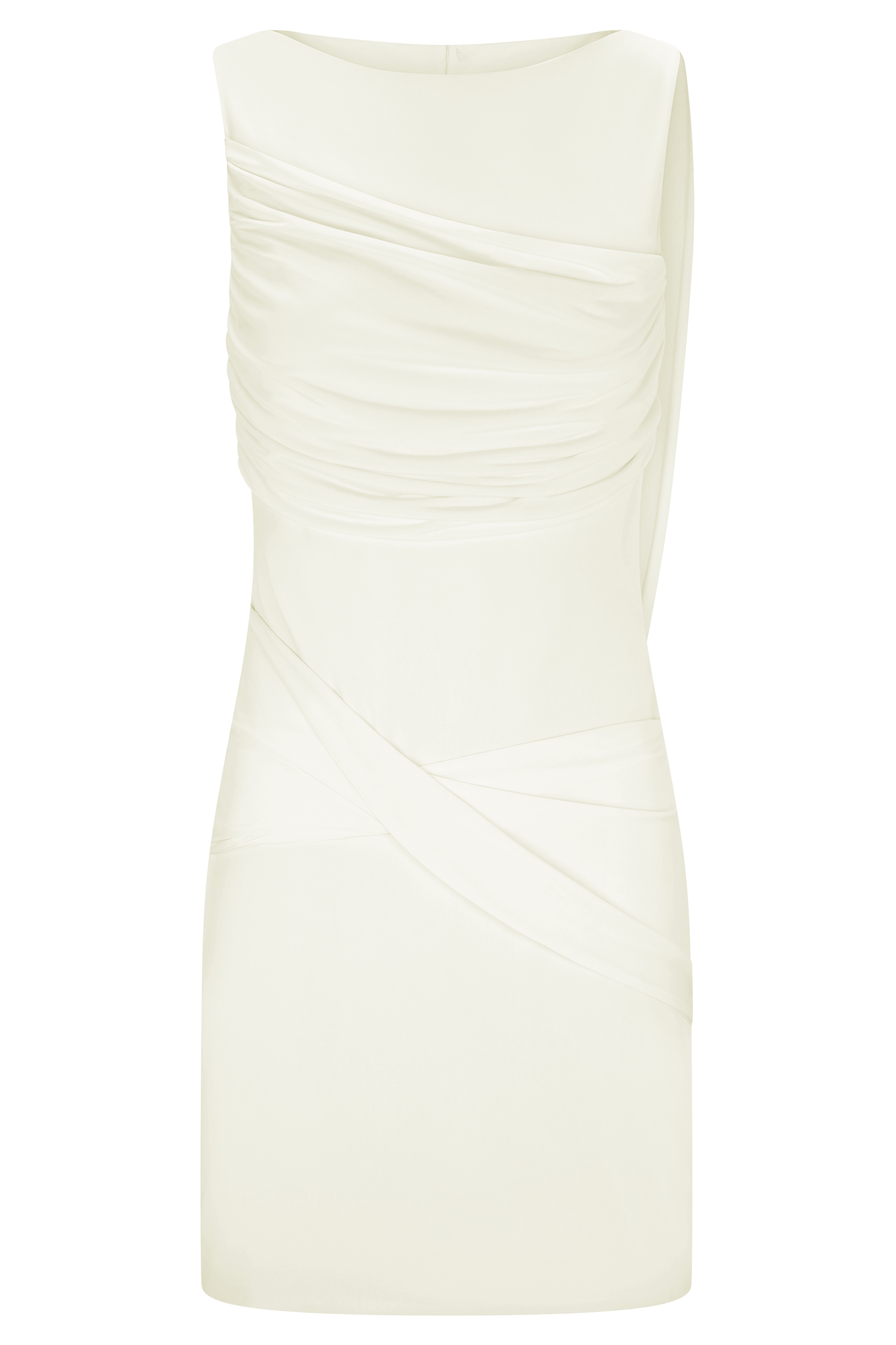 Ivory Slinky Drape Mini Dress