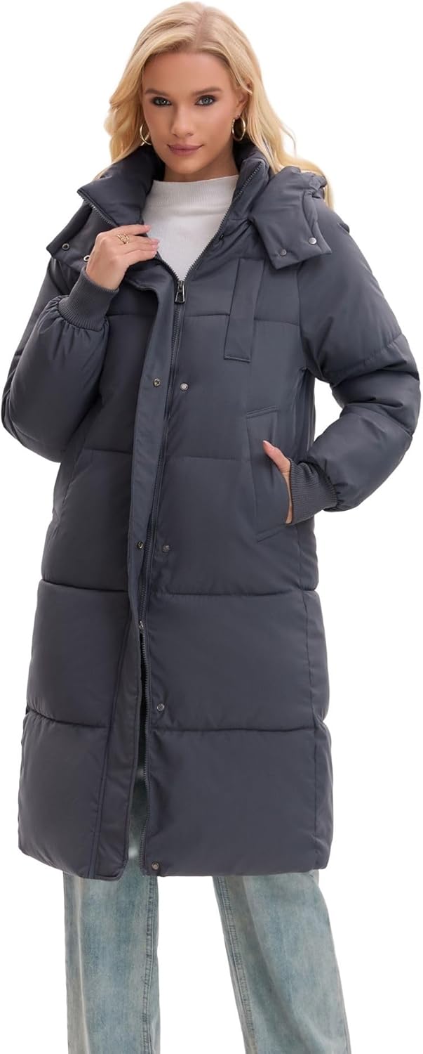 Long Puffer Jacket for Women,2024 Thickened Winter Coat Hooded with Deep Pockets, Ladies Warm Winter Jacket