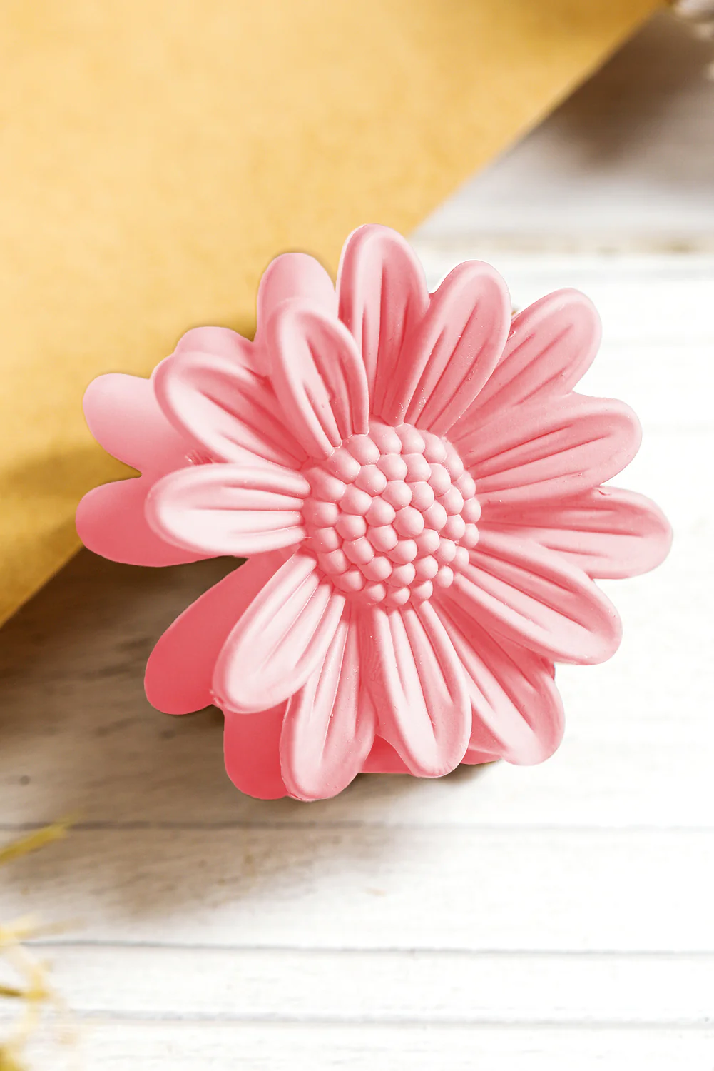 Pink Boho Daisy Flower Frosted Hair Clawclip