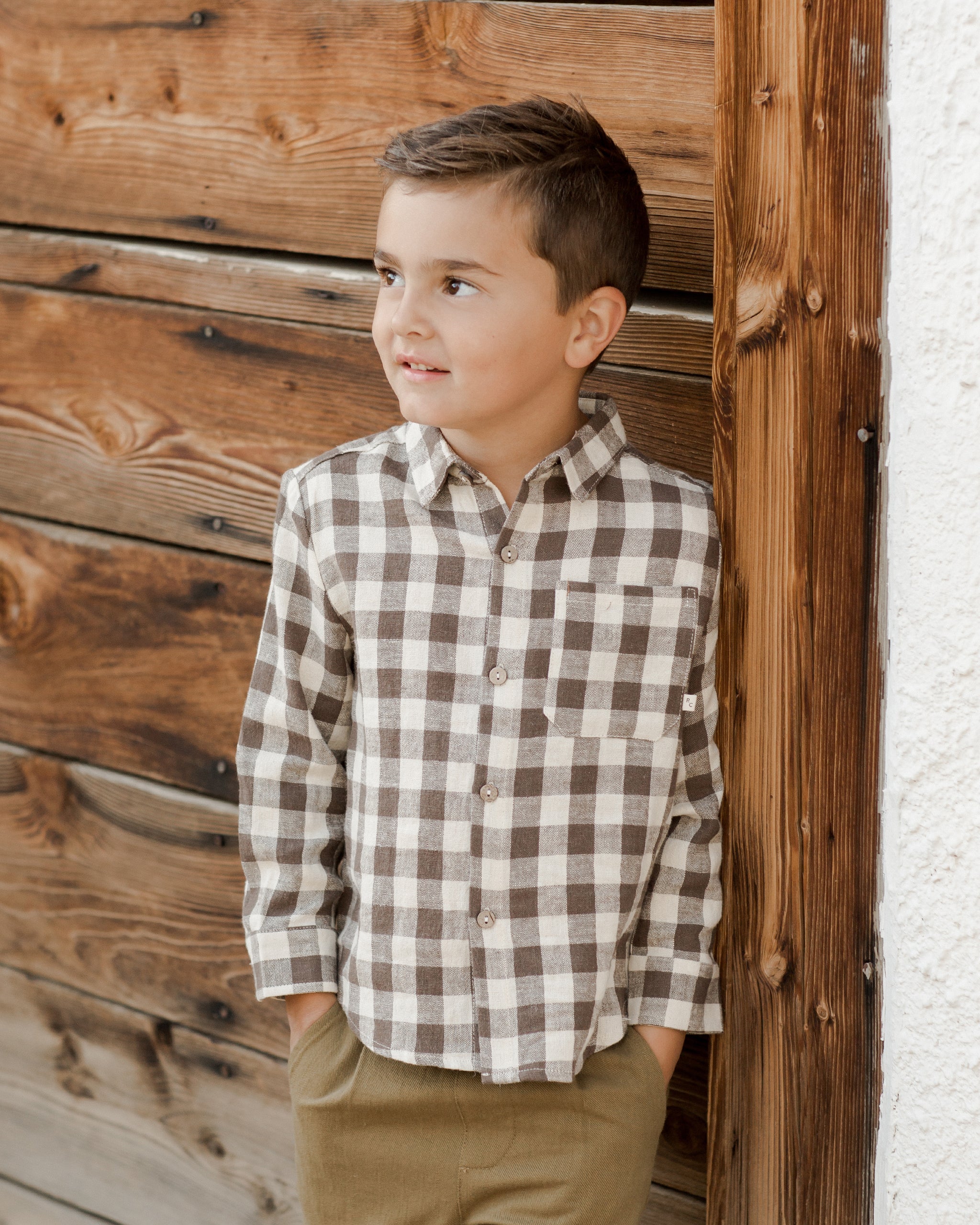 collared long sleeve shirt || charcoal check