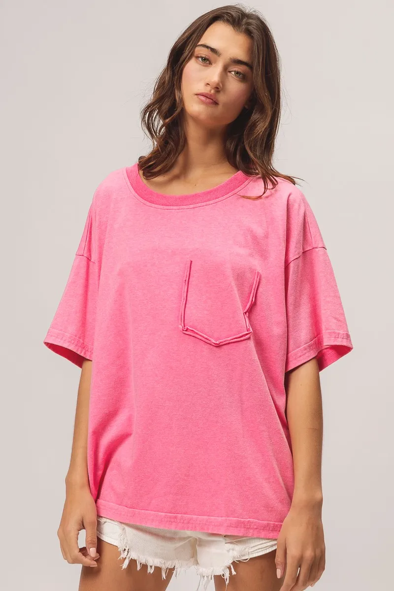 Washed Jersey Relaxed Fit Shorts Sleeves Top