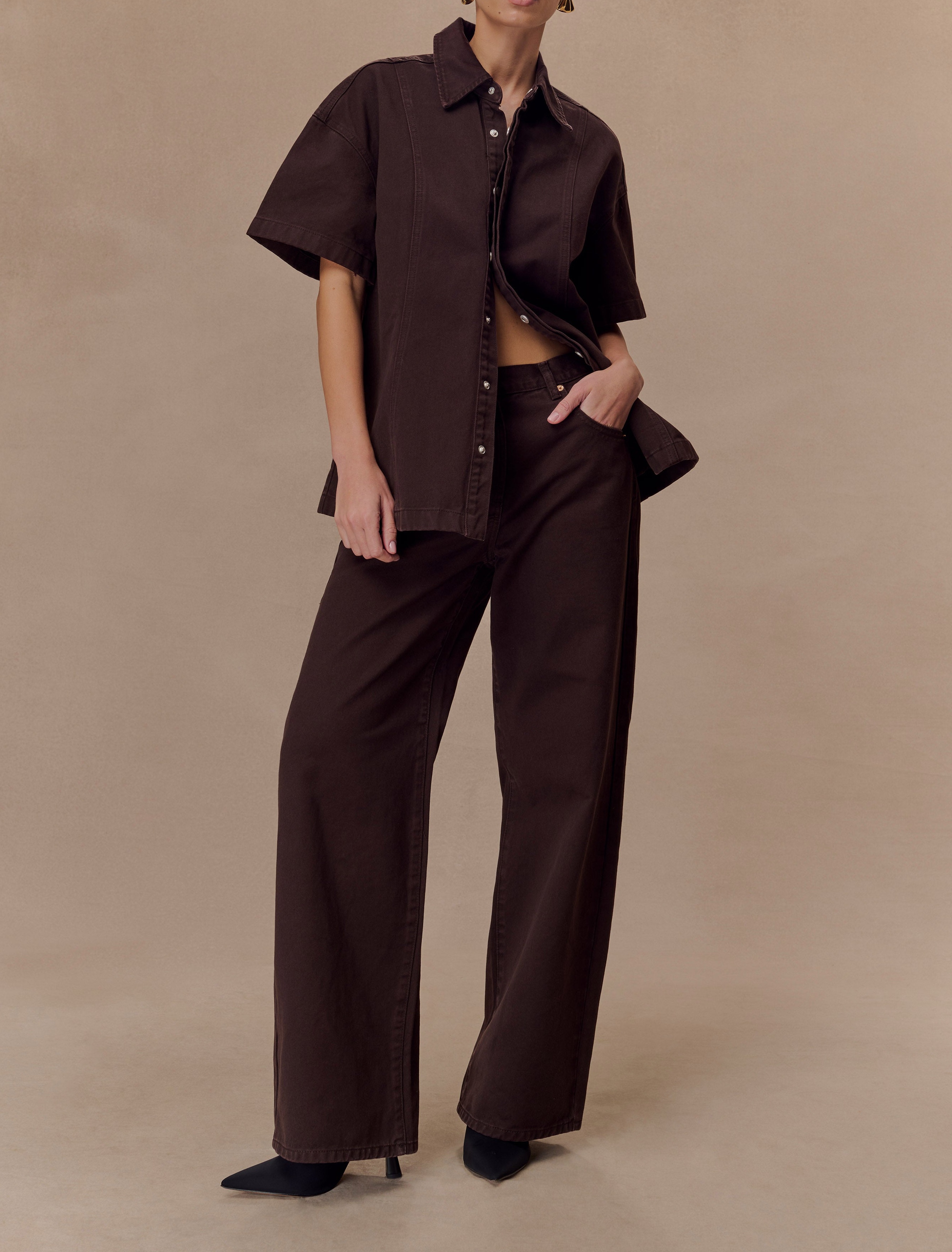 Chocolate Mid Rise Denim Jeans