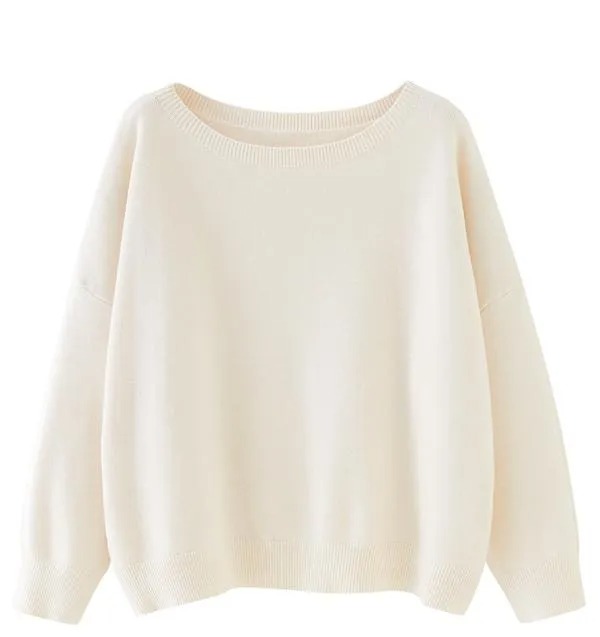 Women's Plain Scoop Neck Sweater, Casual Drop Shoulder Long Sleeve Jumper, Women Fall & Winter Knit Top