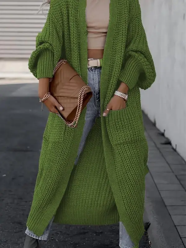 Women's Long Knit Cardigan with Pockets