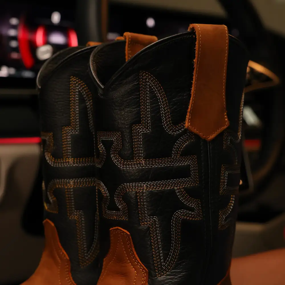 Light Honey Leather Work Boots - Square Toe