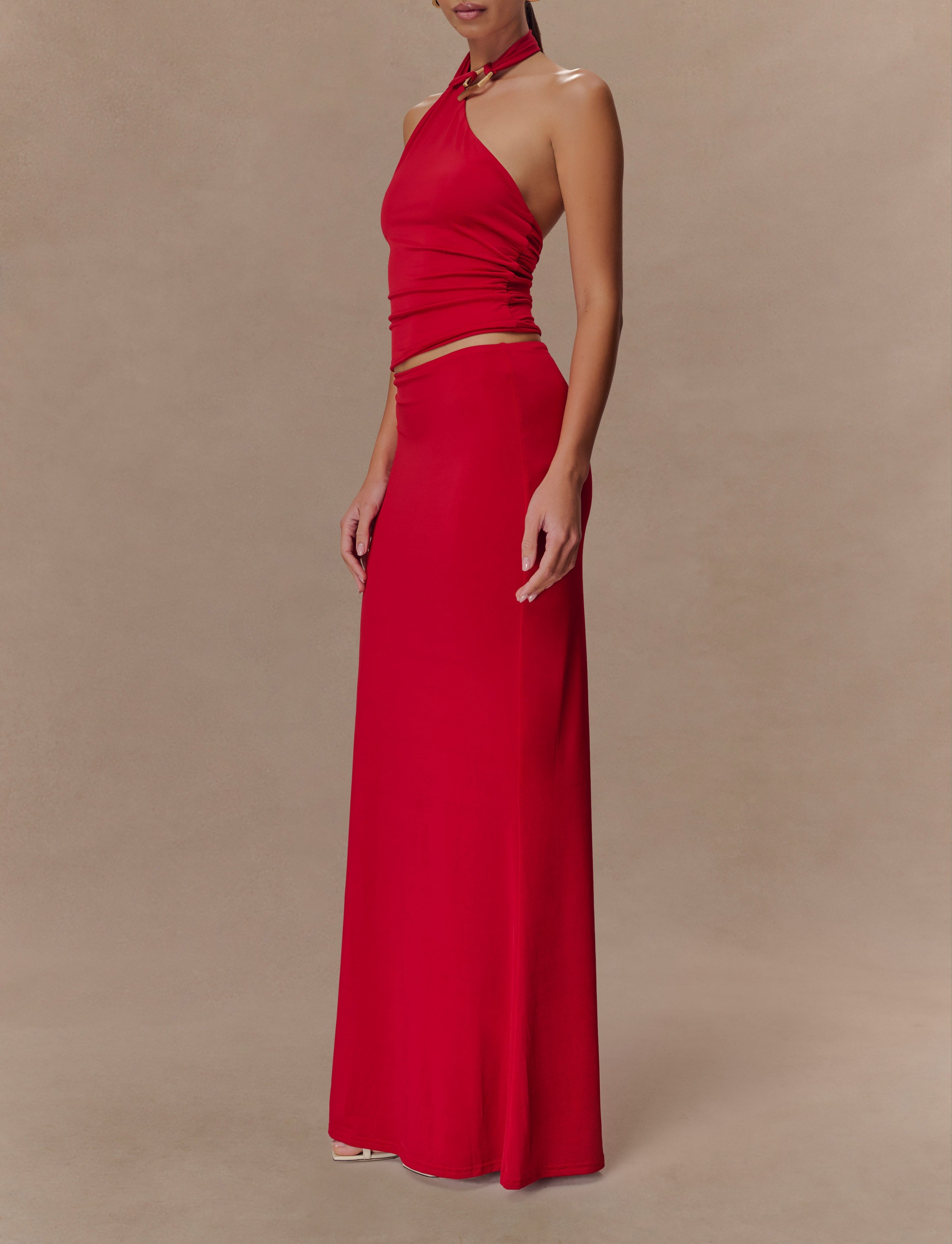 Red Slinky Halter Top