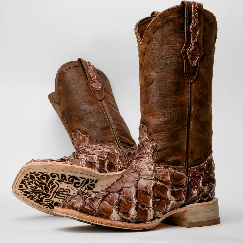 GENUINE Cinnamon Pirarucu Boots - Square Toe