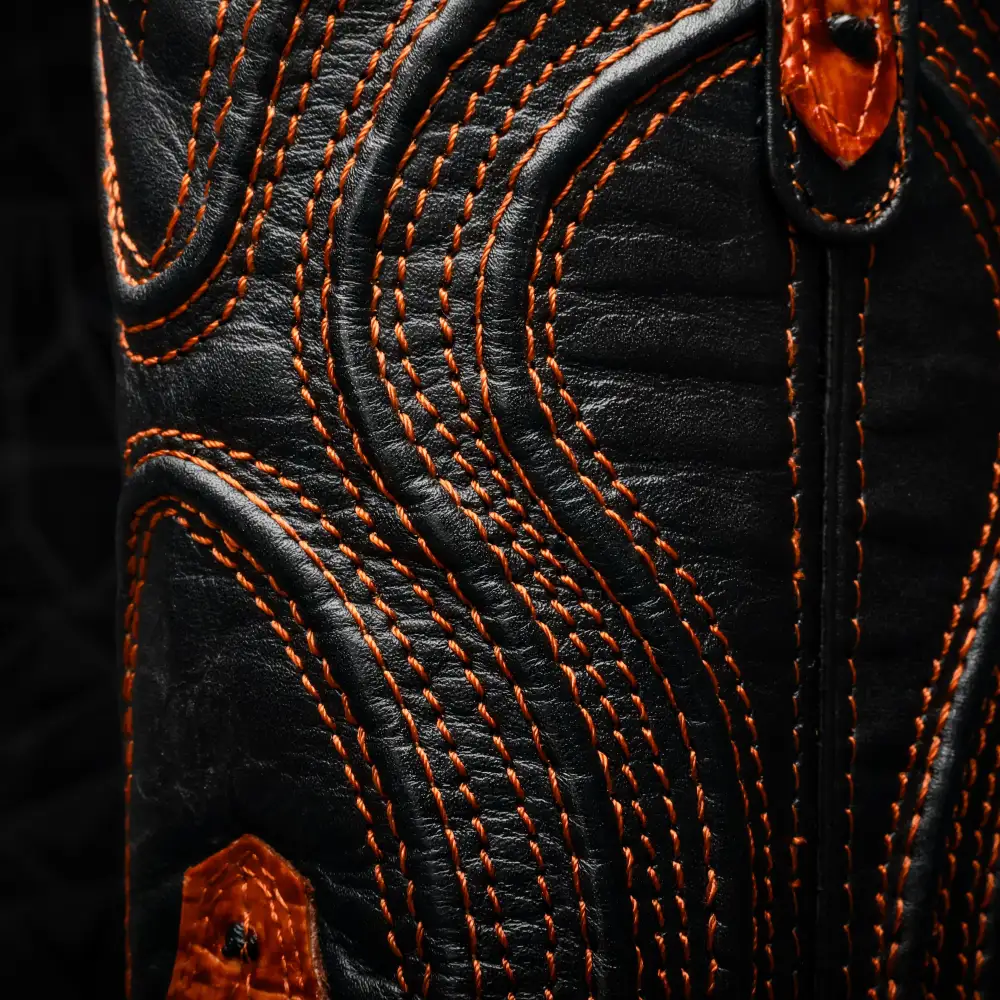 Cognac Ostrich Leather Boots - Square Toe