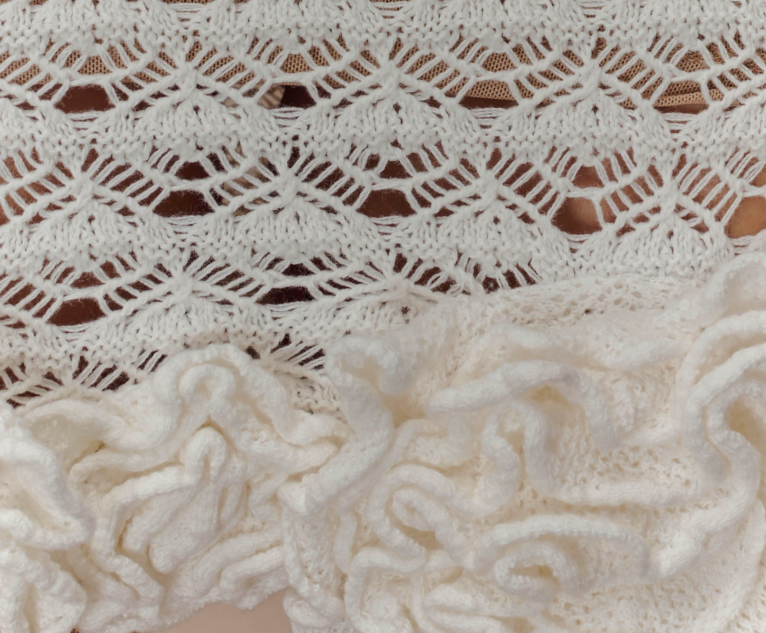 Ivory Ruffle Crochet Mini Dress