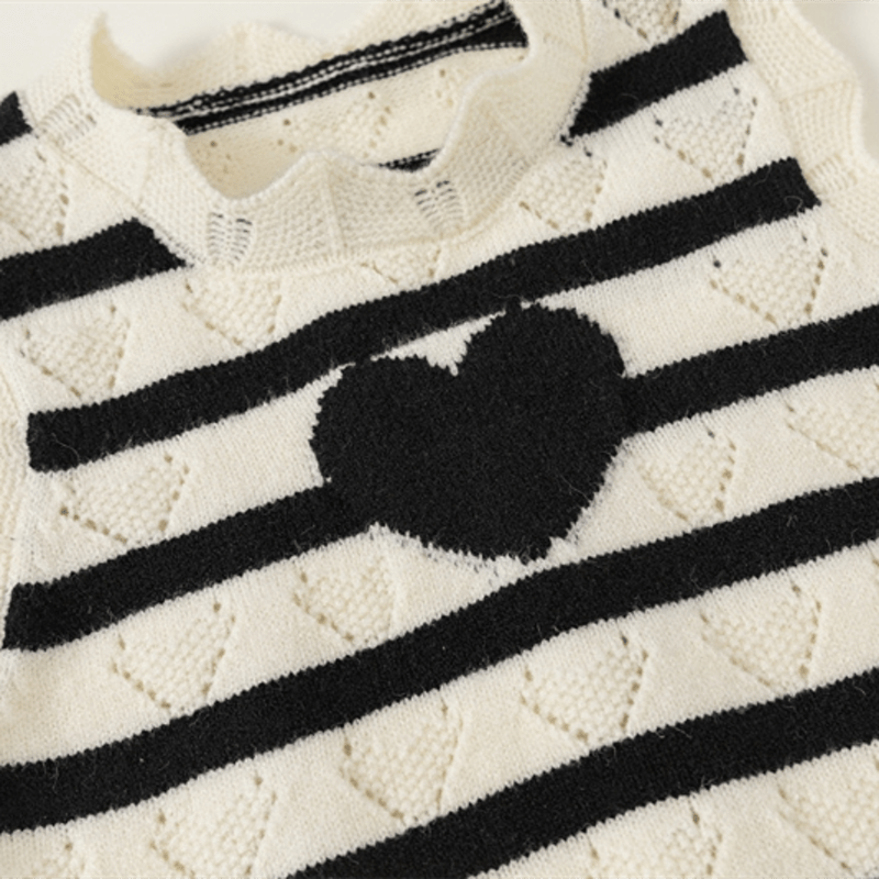 Toddler Girl Black Striped Heart Vest
